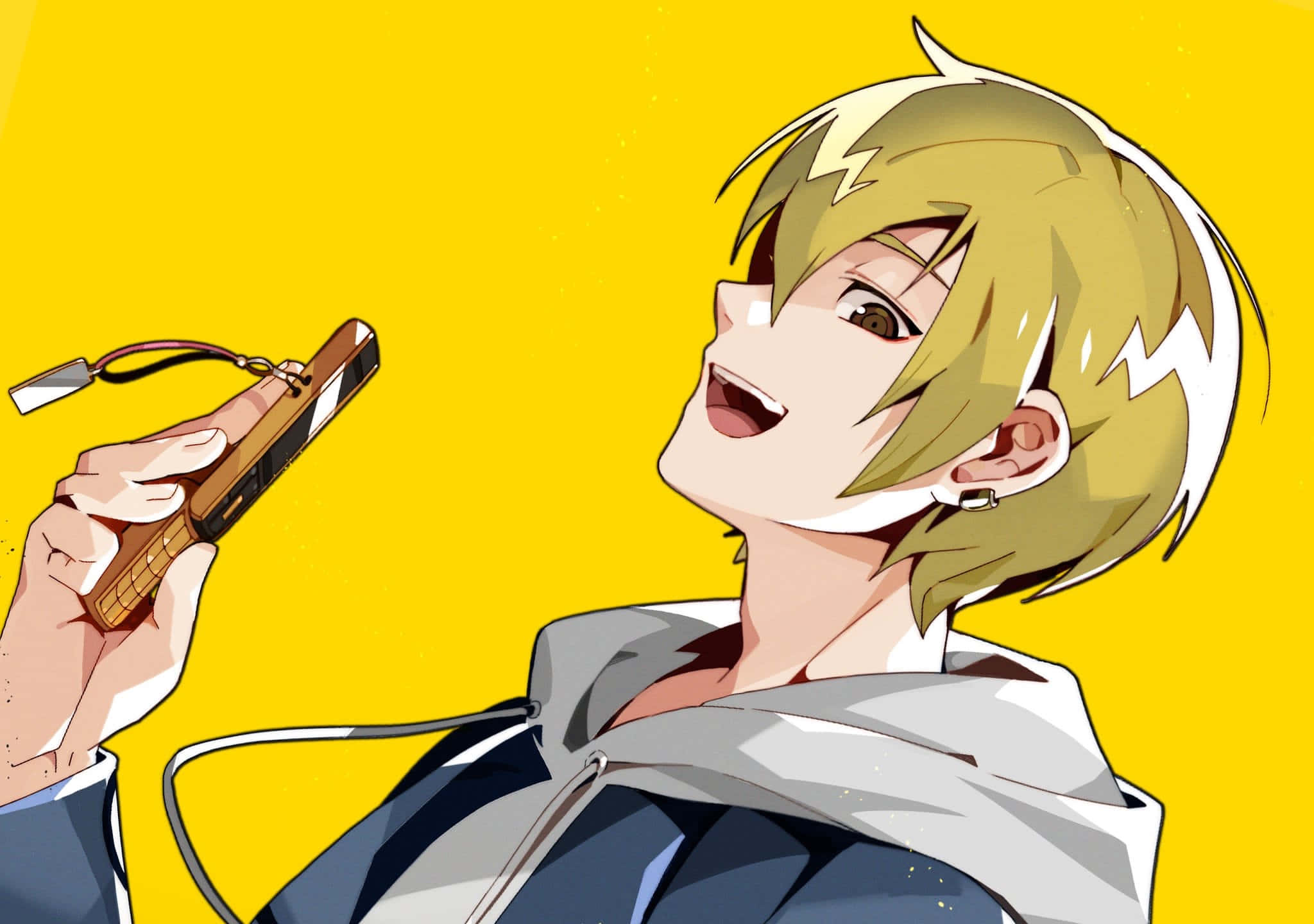 Masaomi Kida, spiky blonde hair, handheld game console, Full HD Desktop Wallpaper