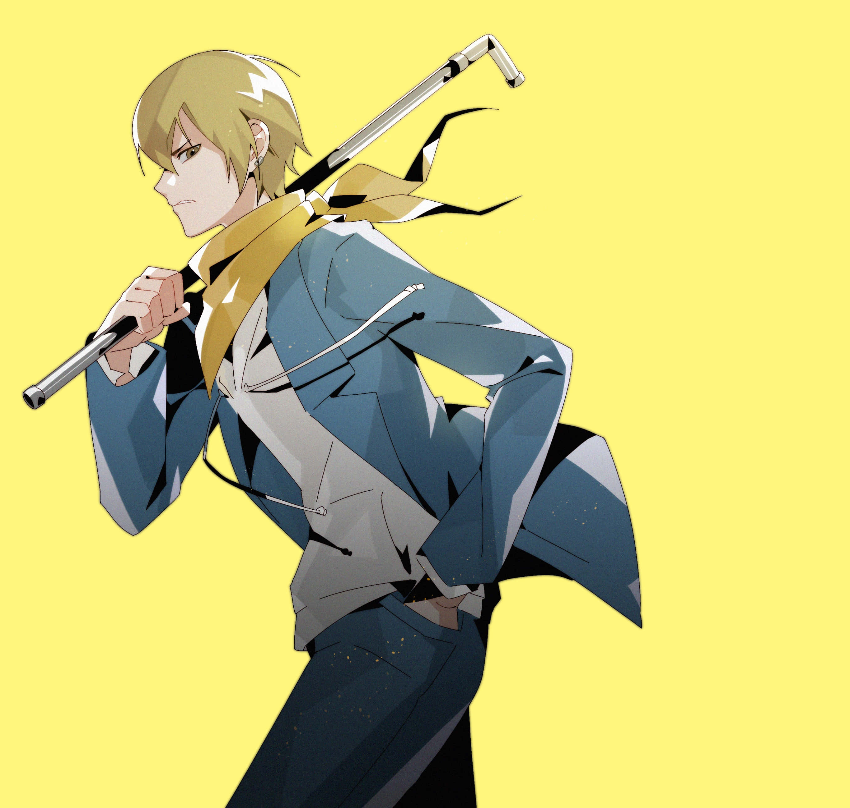Masaomi Kida, blonde hair, cane, 2K Desktop Wallpaper