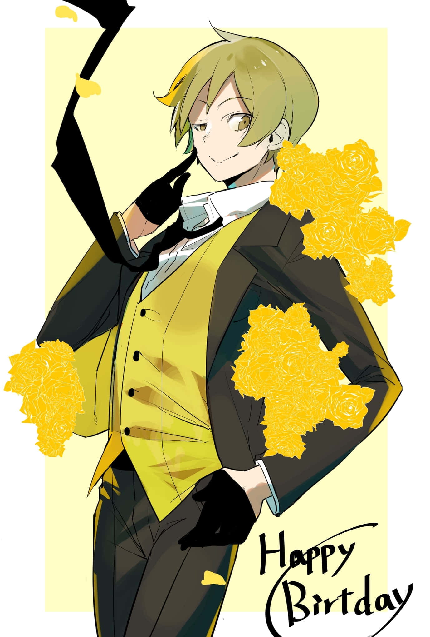 Masaomi Kida, yellow vest, black suit, Full HD Phone Wallpaper