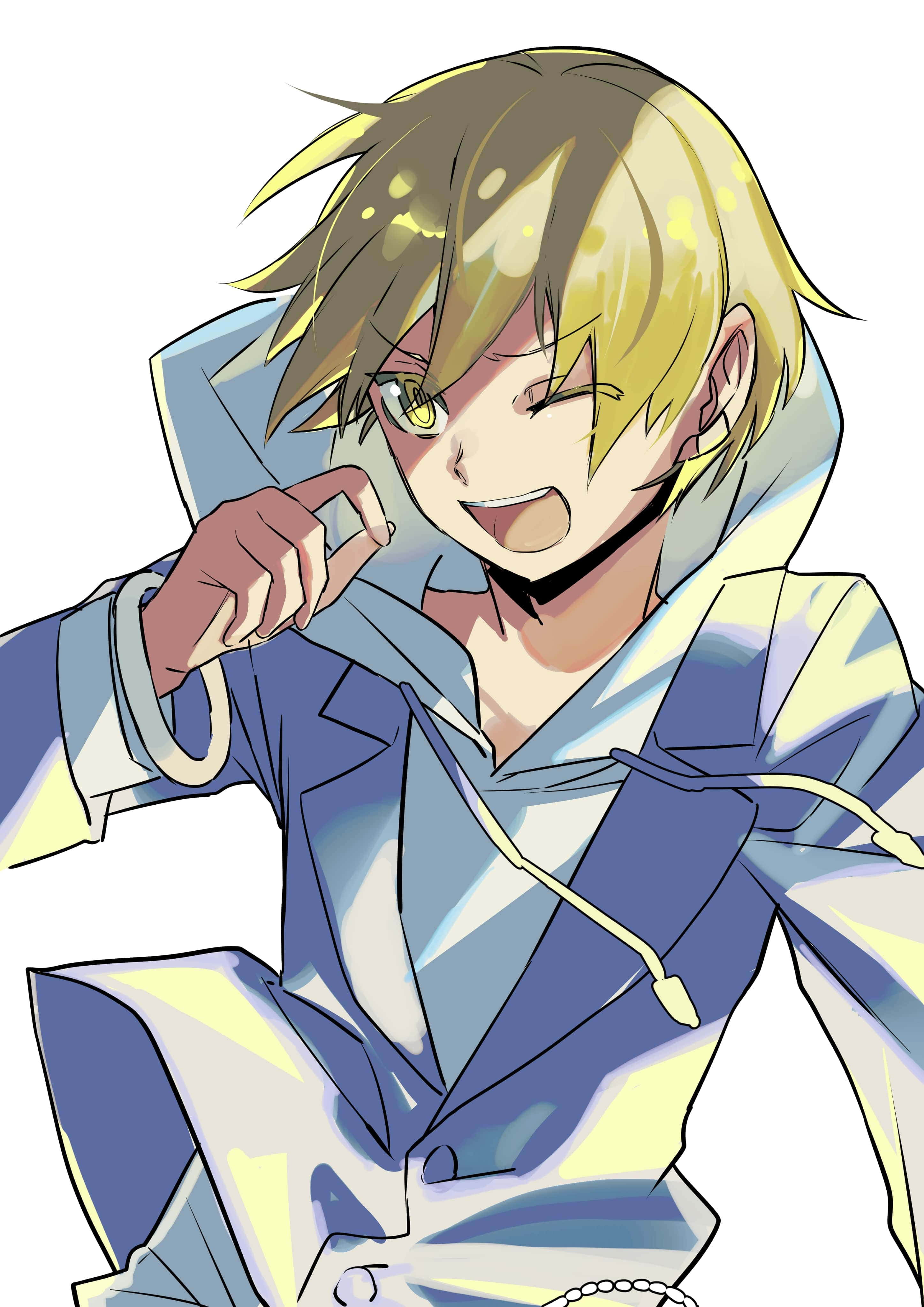 Masaomi Kida, spiky blonde hair, yellow eyes, 4K Phone Wallpaper
