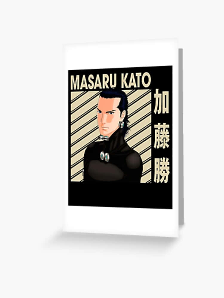 Masaru Kato, black outfit, striped background, SD Phone Wallpaper
