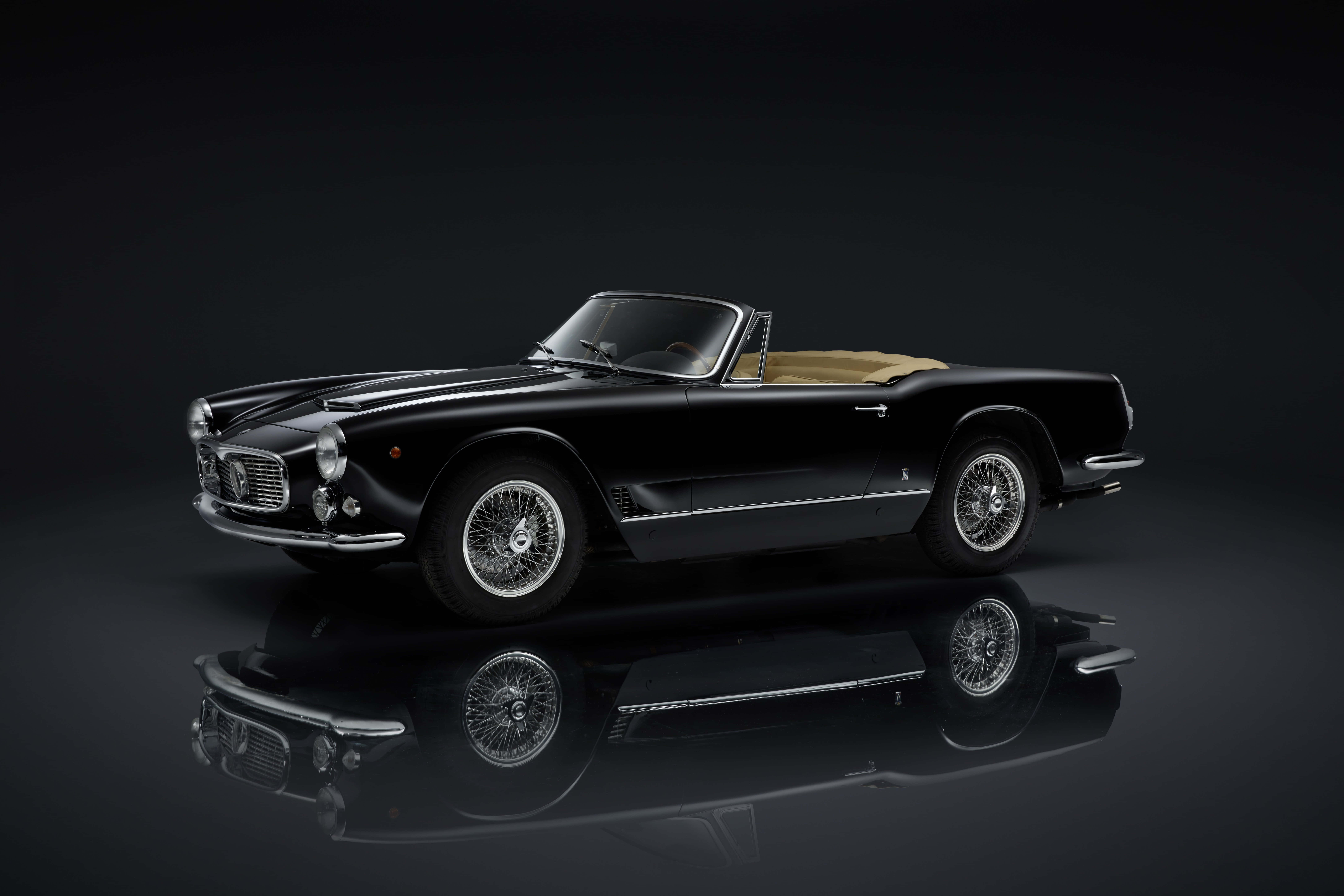 Maserati 3500 GT, black, tan interior, 8K Desktop Wallpaper