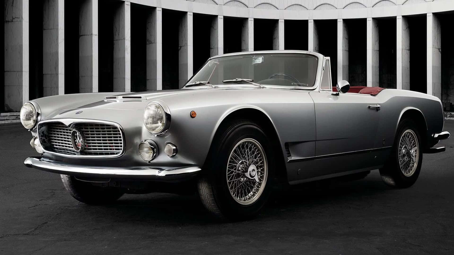 Maserati 3500 GT, silver, convertible, Full HD Desktop Wallpaper