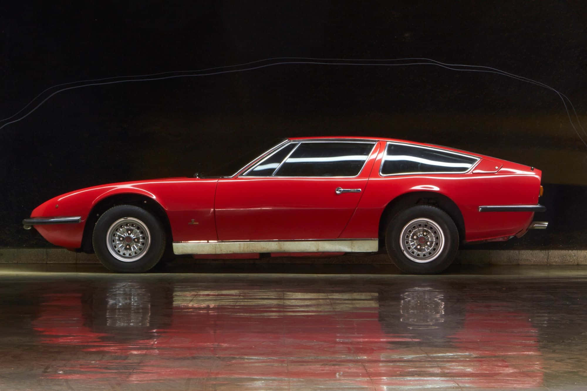 Maserati Indy, vintage red, side view, Full HD Desktop Wallpaper