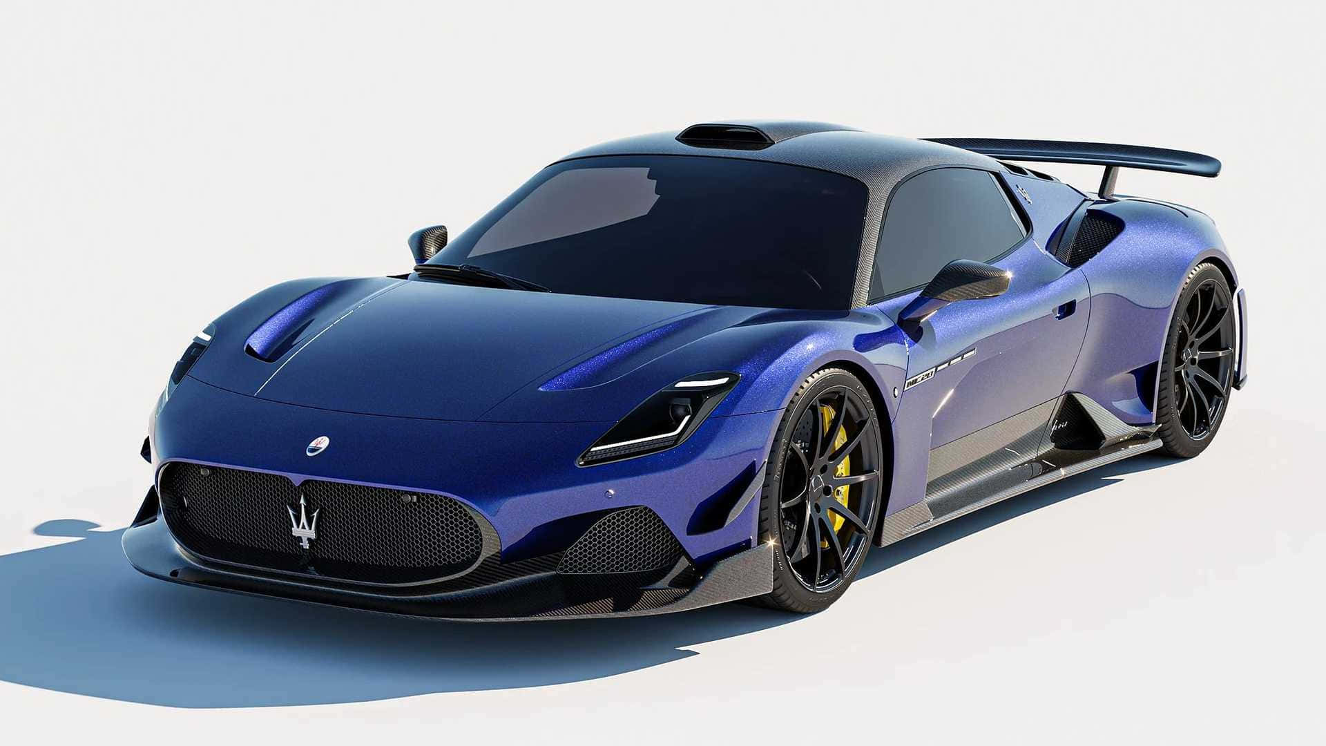 Maserati MC20, sleek blue, yellow brake calipers, Full HD Desktop Wallpaper