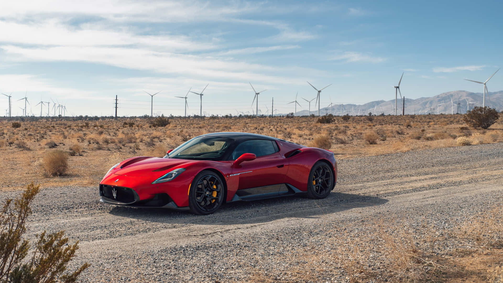 Maserati MC20, vibrant red, gravel road, Full HD Desktop Wallpaper