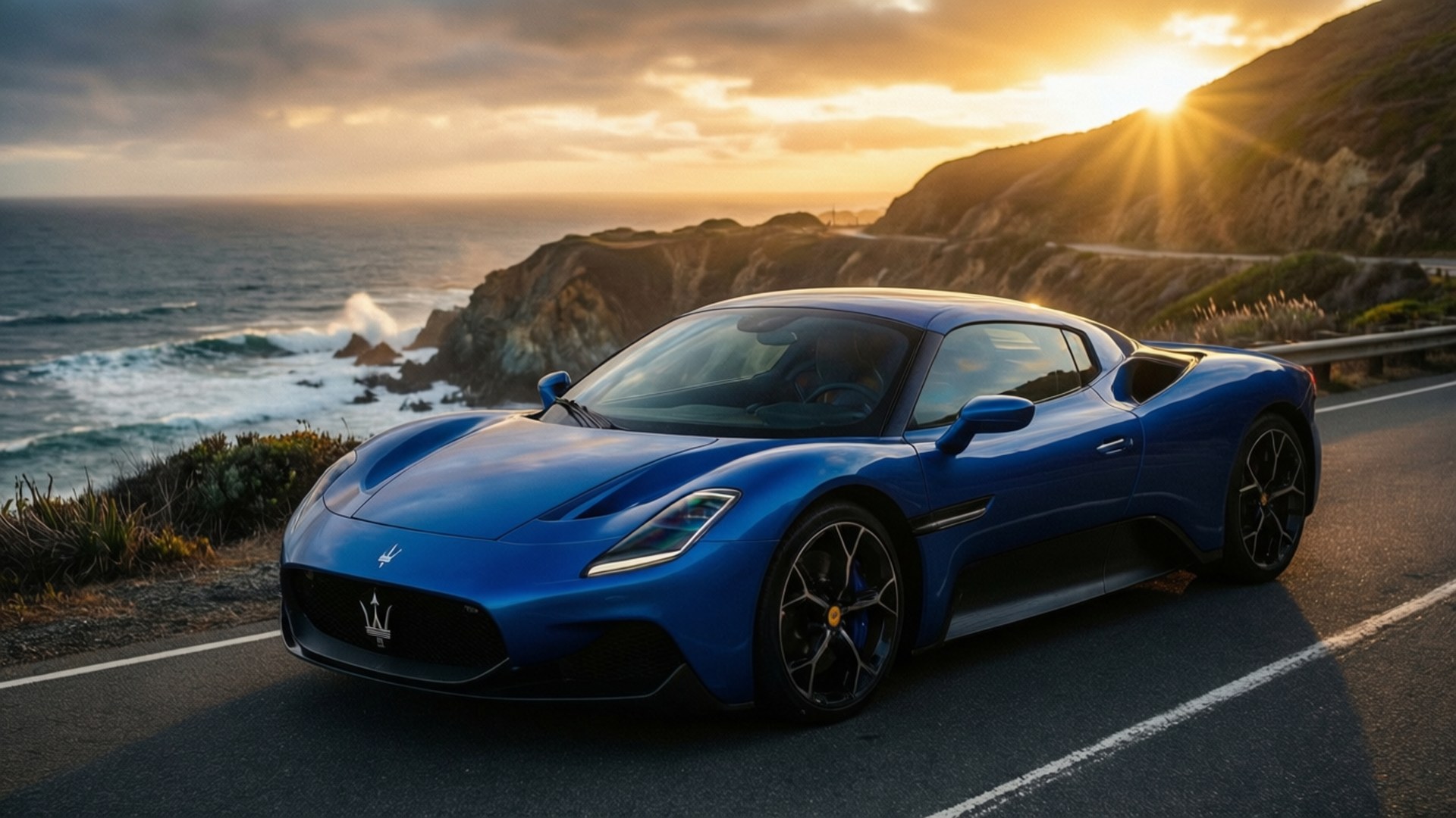 Maserati MC20, blue, cliff, Full HD Desktop Wallpaper