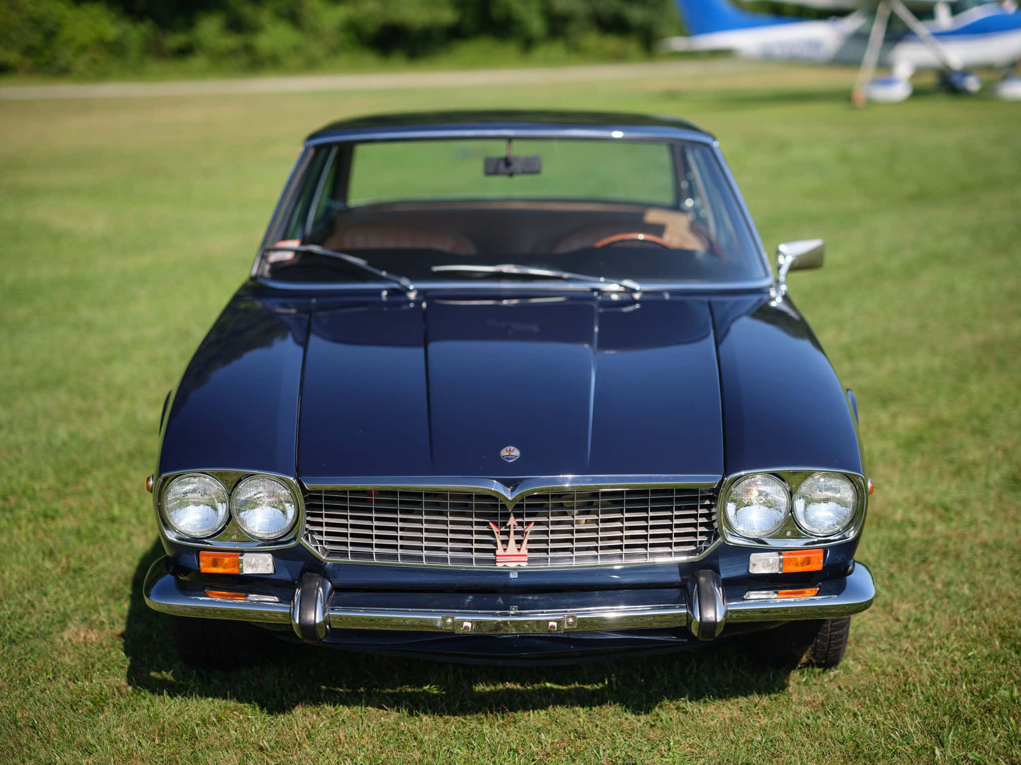Maserati Mexico, glossy blue, chrome grille, Full HD Desktop Wallpaper