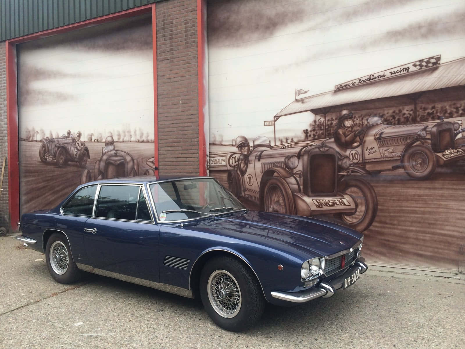 Maserati Mexico, racing mural, brick wall, HD Desktop Wallpaper