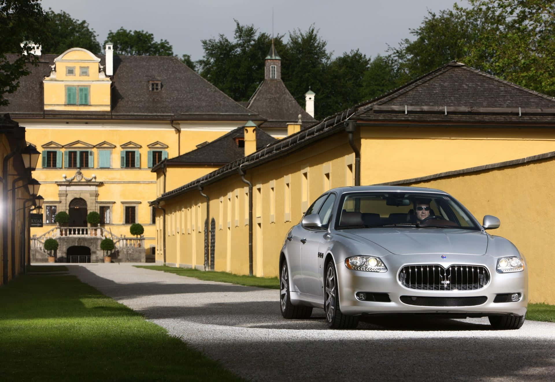 Maserati Quattroporte, silver, gravel path, Full HD Desktop Wallpaper