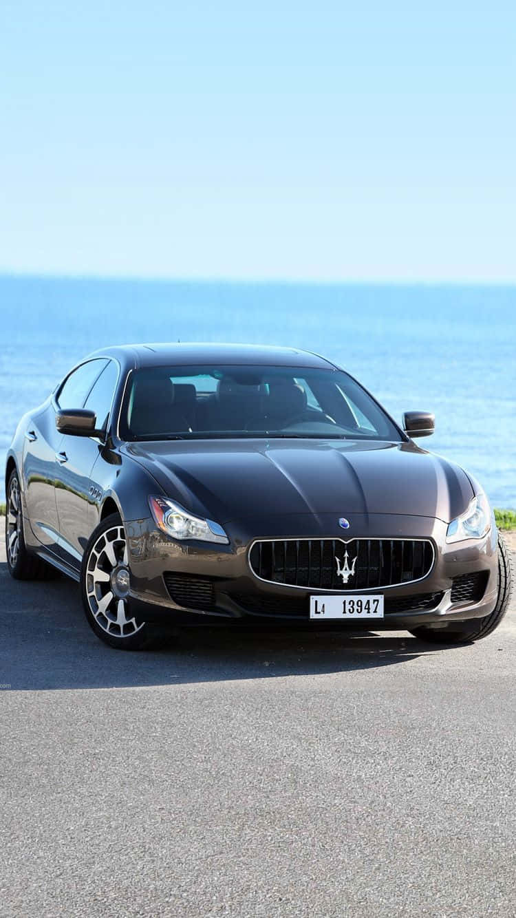 Maserati Quattroporte, dark gray, coastal road, HD Phone Wallpaper