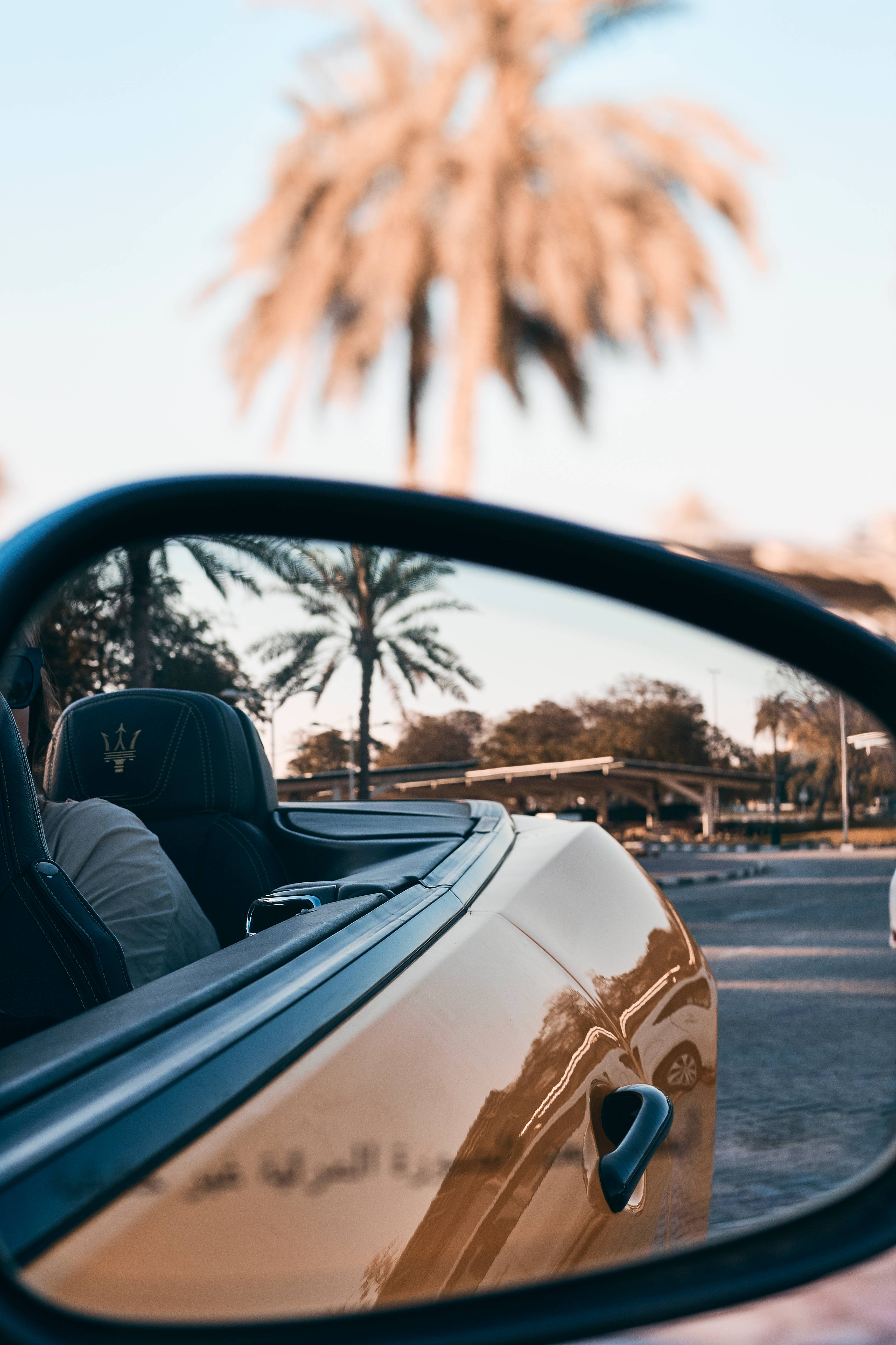 Maserati, golden convertible, side mirror, 5K Phone Wallpaper