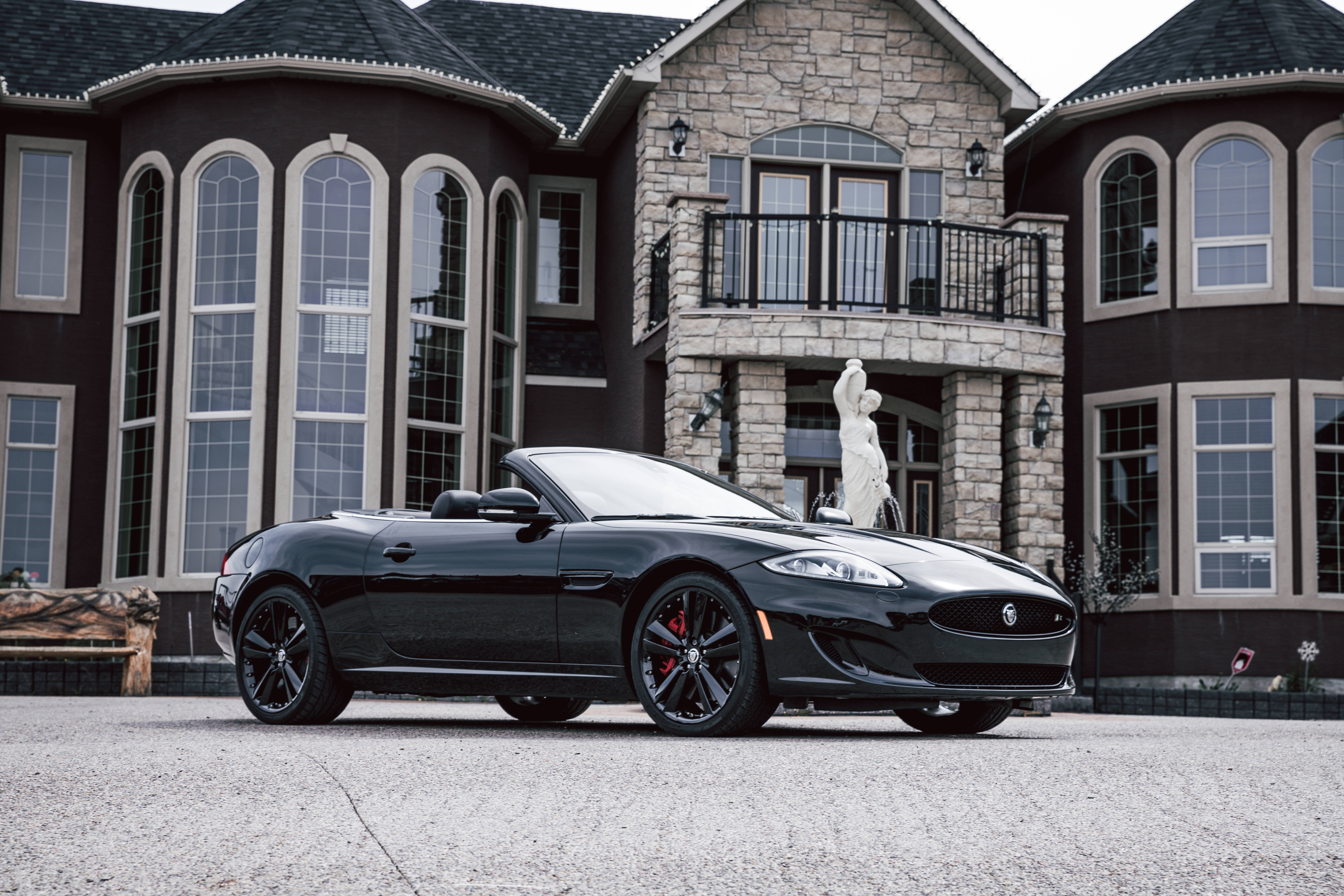 black convertible, Maserati, mansion, 5K Desktop Wallpaper