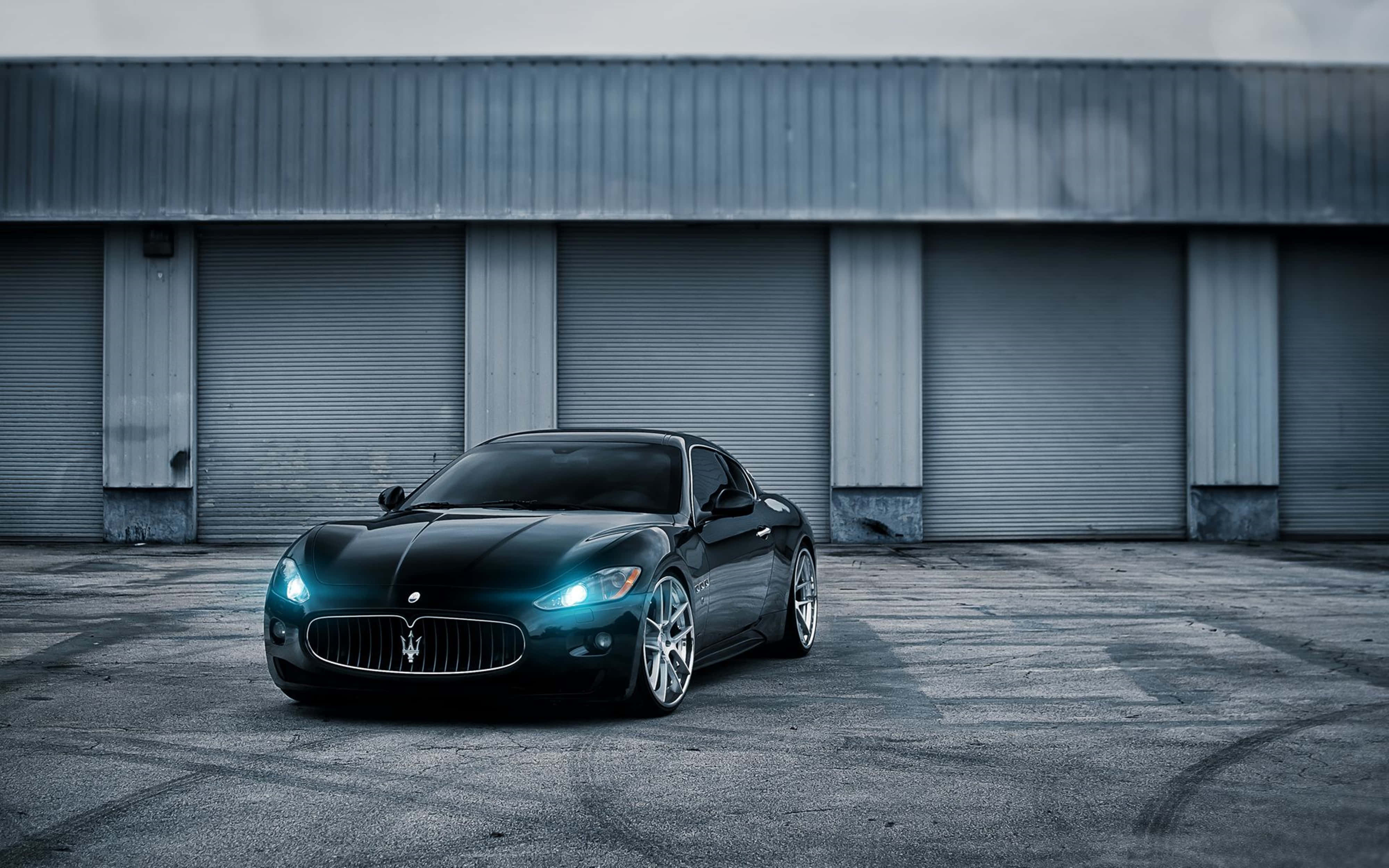 Maserati, black, neon headlights, 4K Desktop Wallpaper