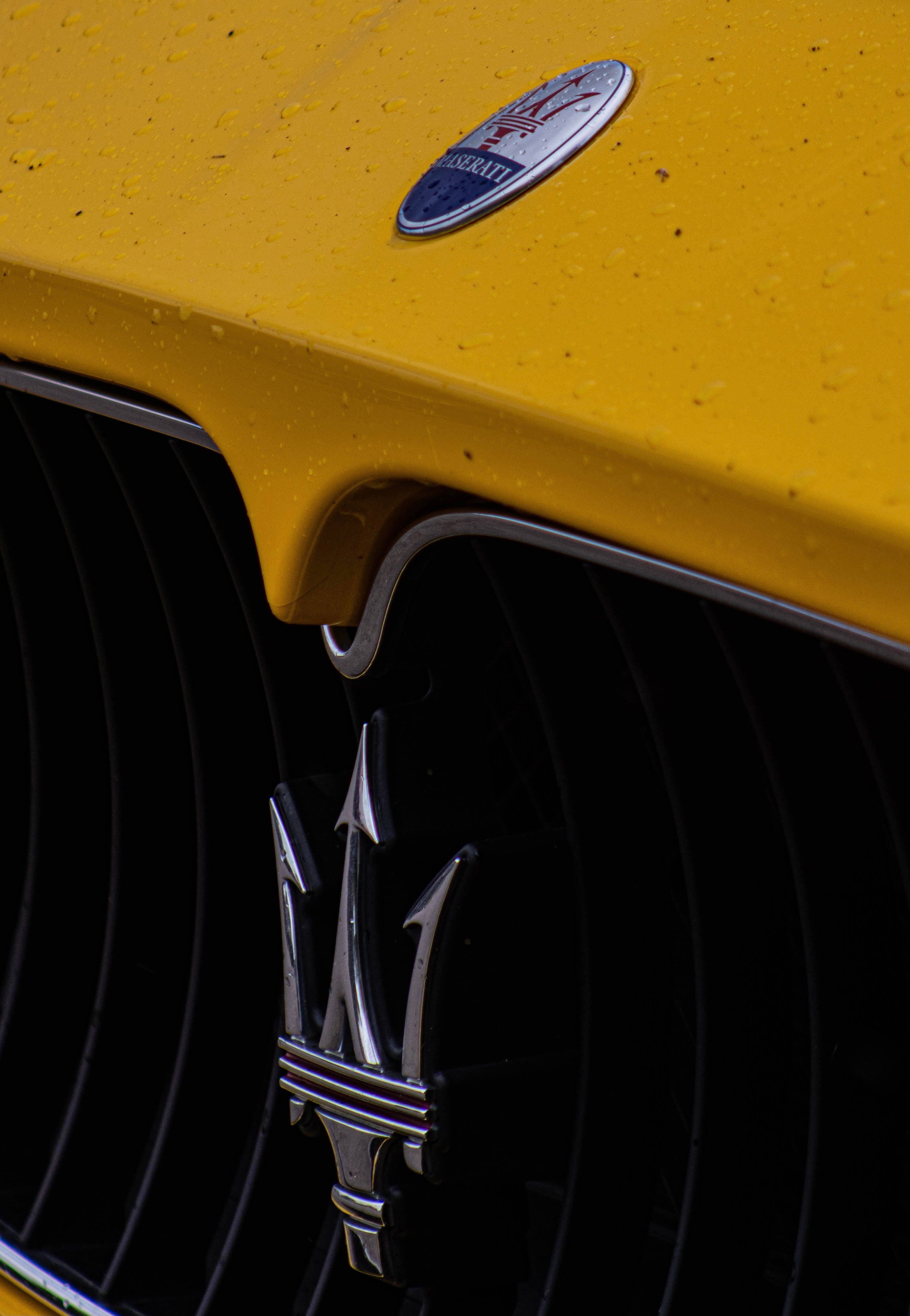 Maserati, trident emblem, chrome, 4K Phone Wallpaper