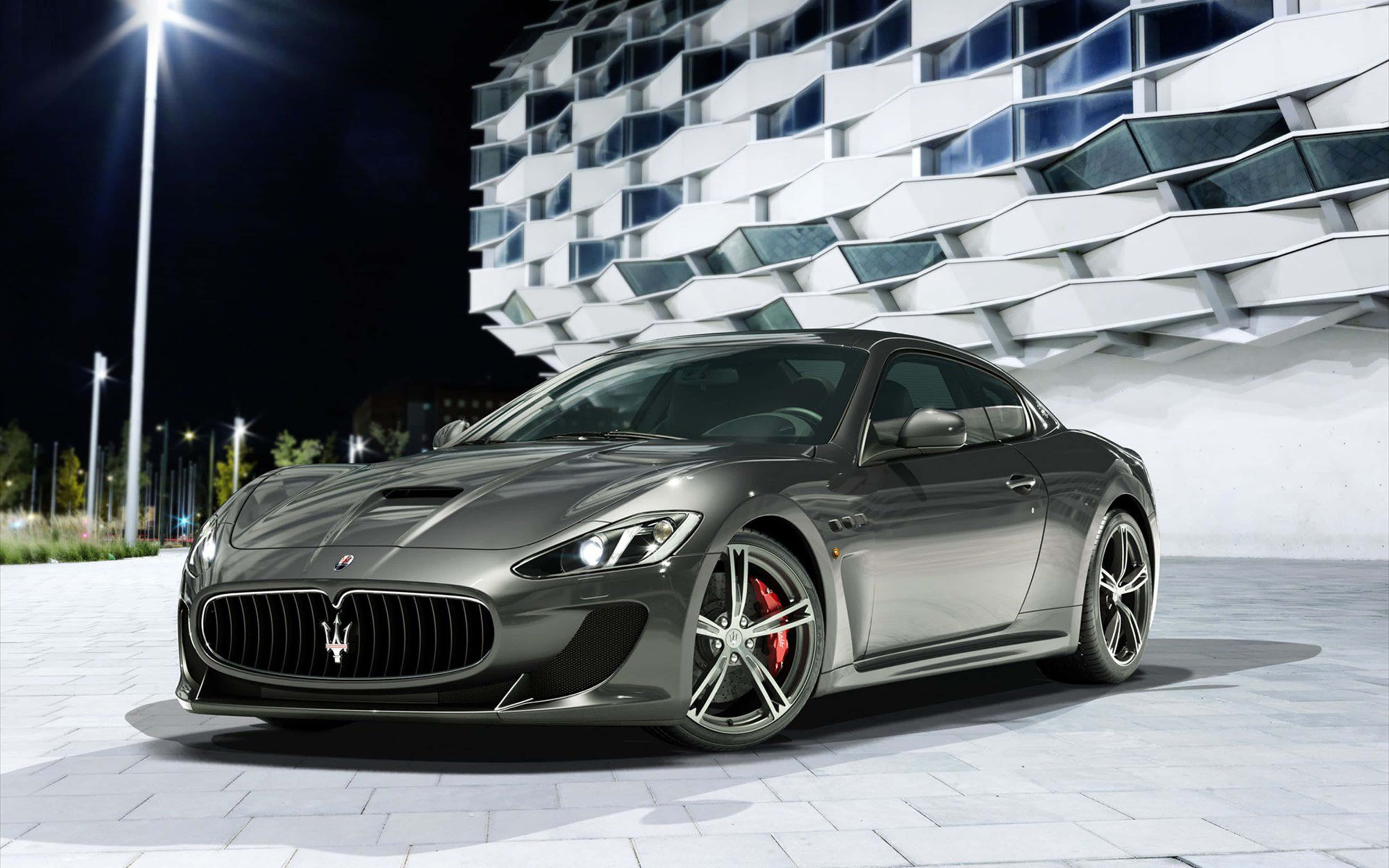 Maserati, sports car, night lights, 4K Desktop Wallpaper