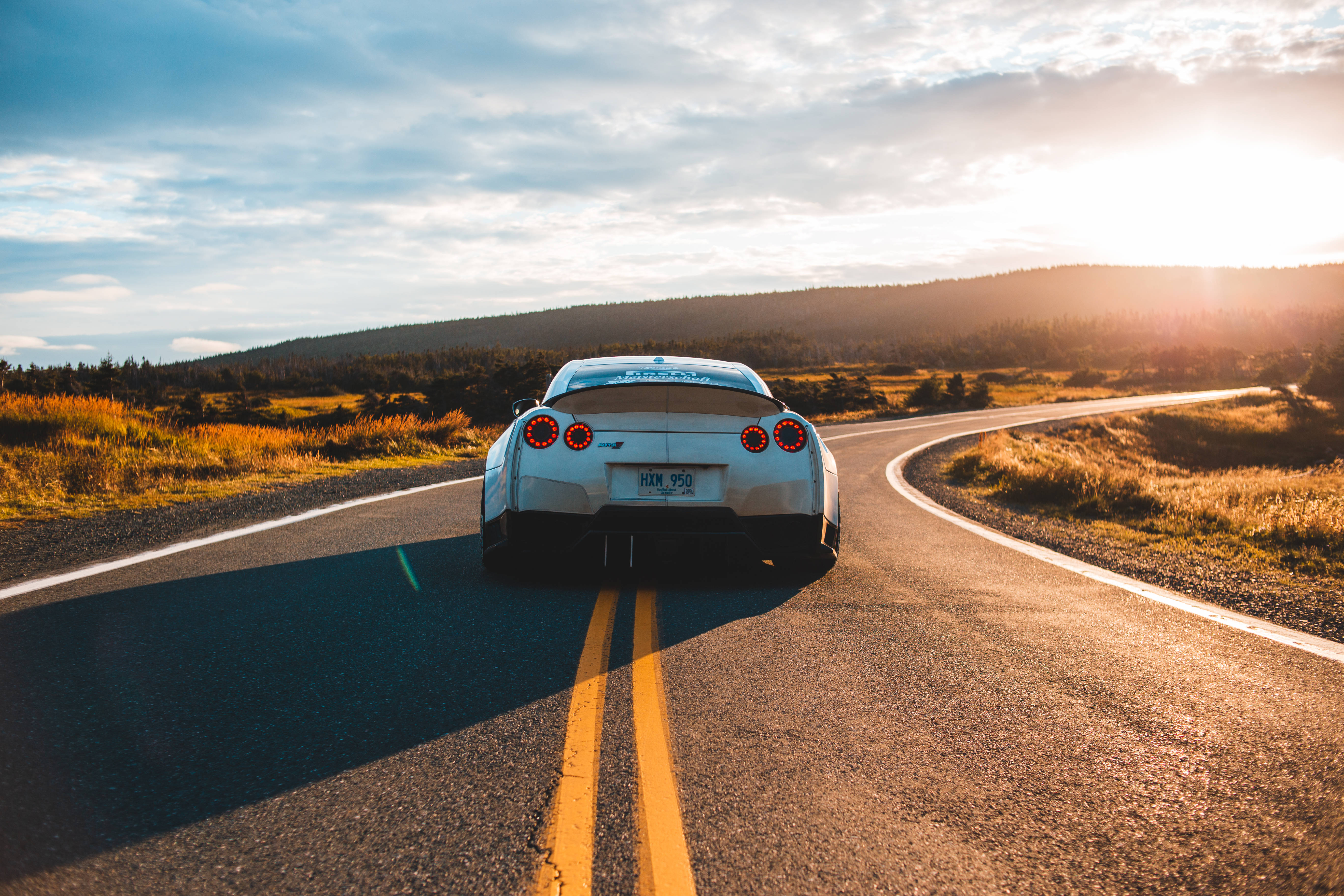 Maserati, sunset, winding road, 5K Desktop Wallpaper