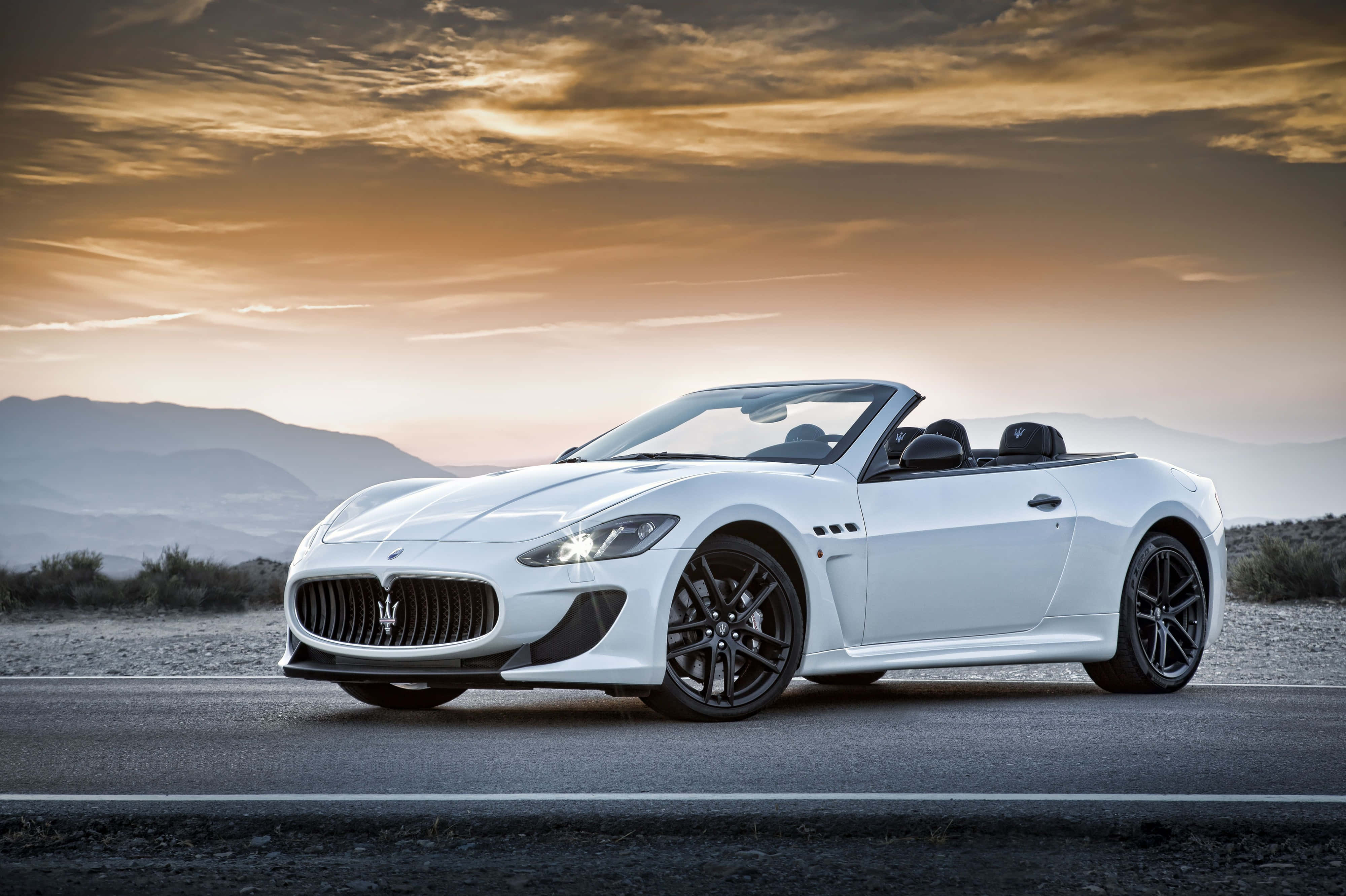 Maserati, white, convertible, 4K Desktop Wallpaper