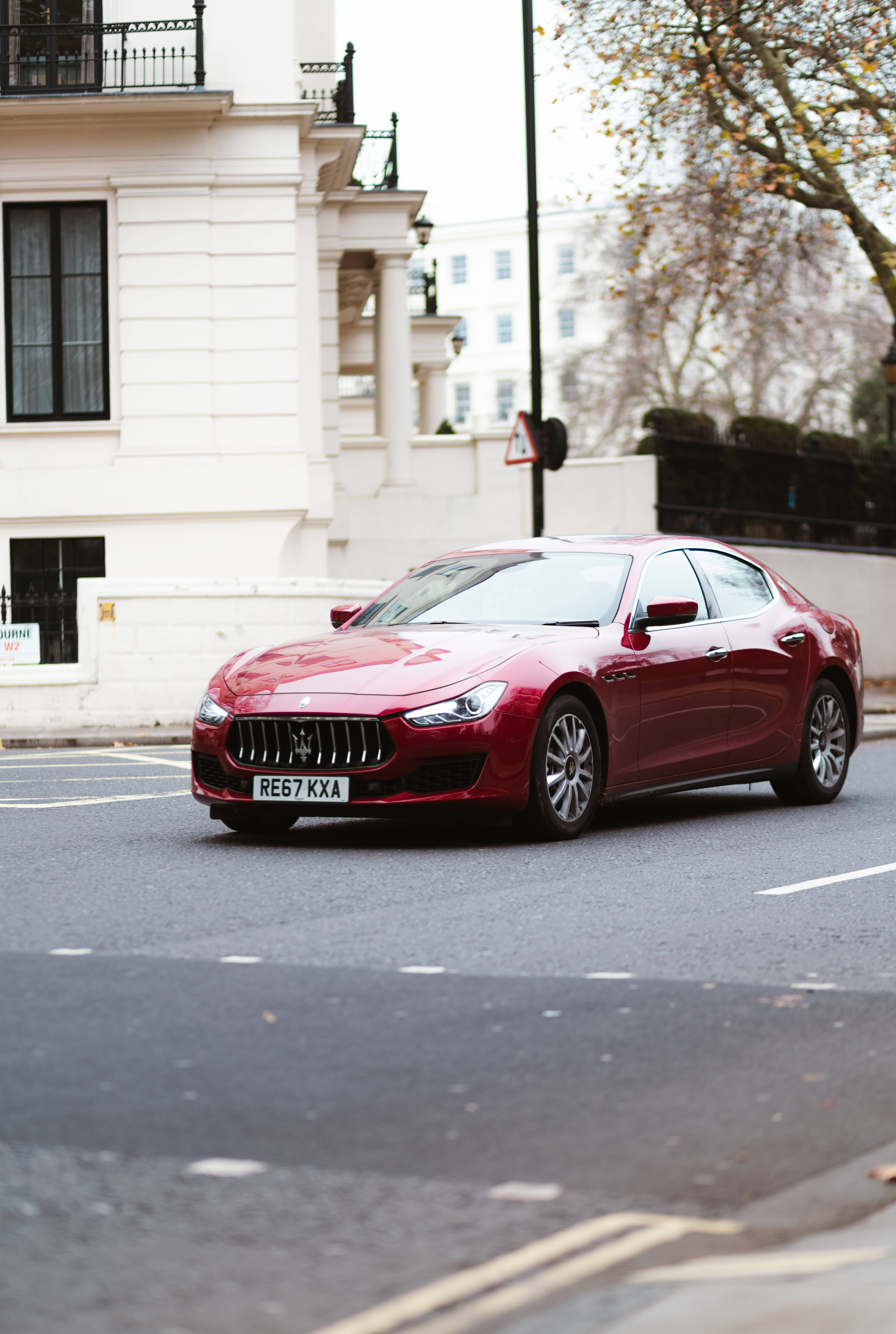 Maserati, glossy red, sedan, 8K Phone Wallpaper