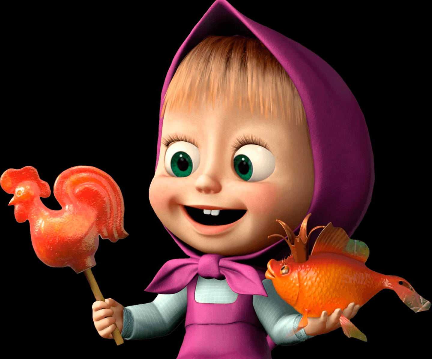Masha And The Bear, purple hood, rooster lollipop, HD Desktop Wallpaper