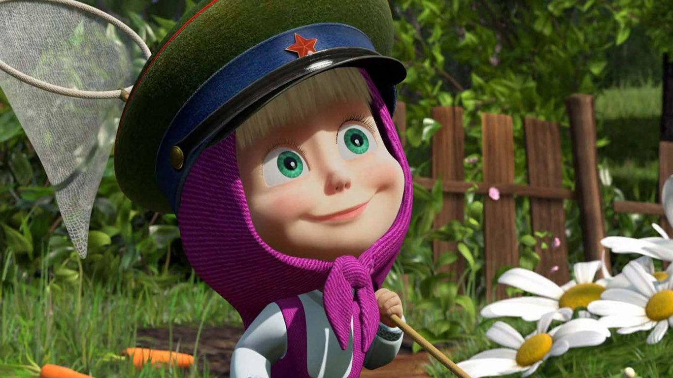 Masha And The Bear, policewoman, military-style hat, HD Desktop Wallpaper