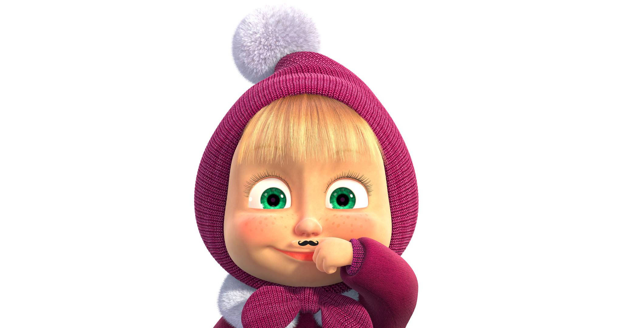 Masha and the Bear, Masha, magenta knit hat, Full HD Desktop Wallpaper