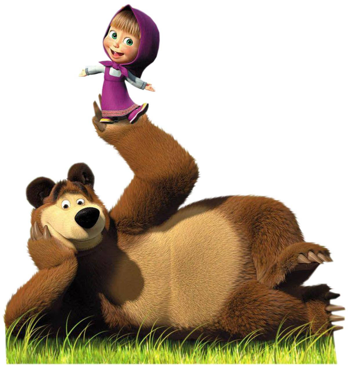 Masha And The Bear, girl in a purple hood, cheerful cartoon bear, SD Phone Wallpaper