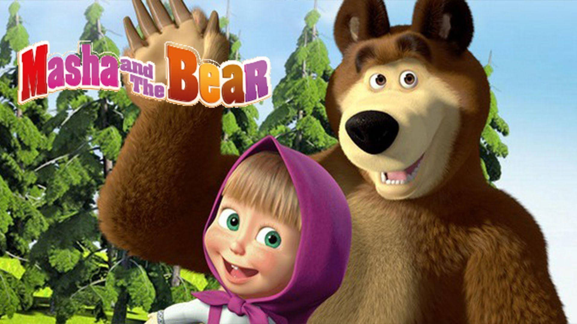 Masha And The Bear, purple hood, brown bear, Full HD Desktop Wallpaper