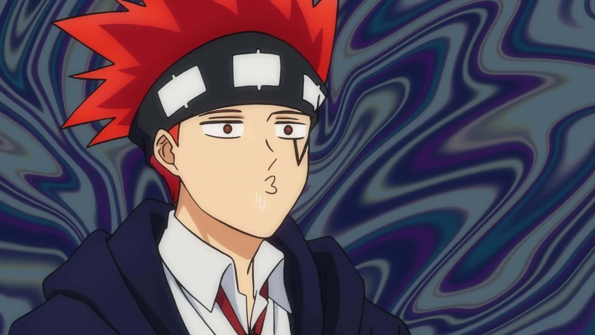Mashle Magic And Muscles, red spiky hair, black headband, Full HD Desktop Wallpaper