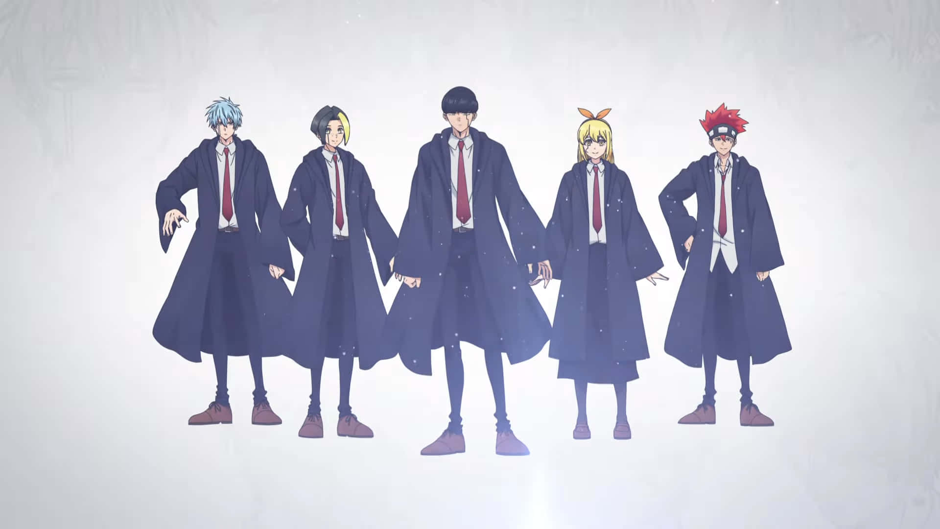Mashle Magic And Muscles, dark coats, red ties, Full HD Desktop Wallpaper