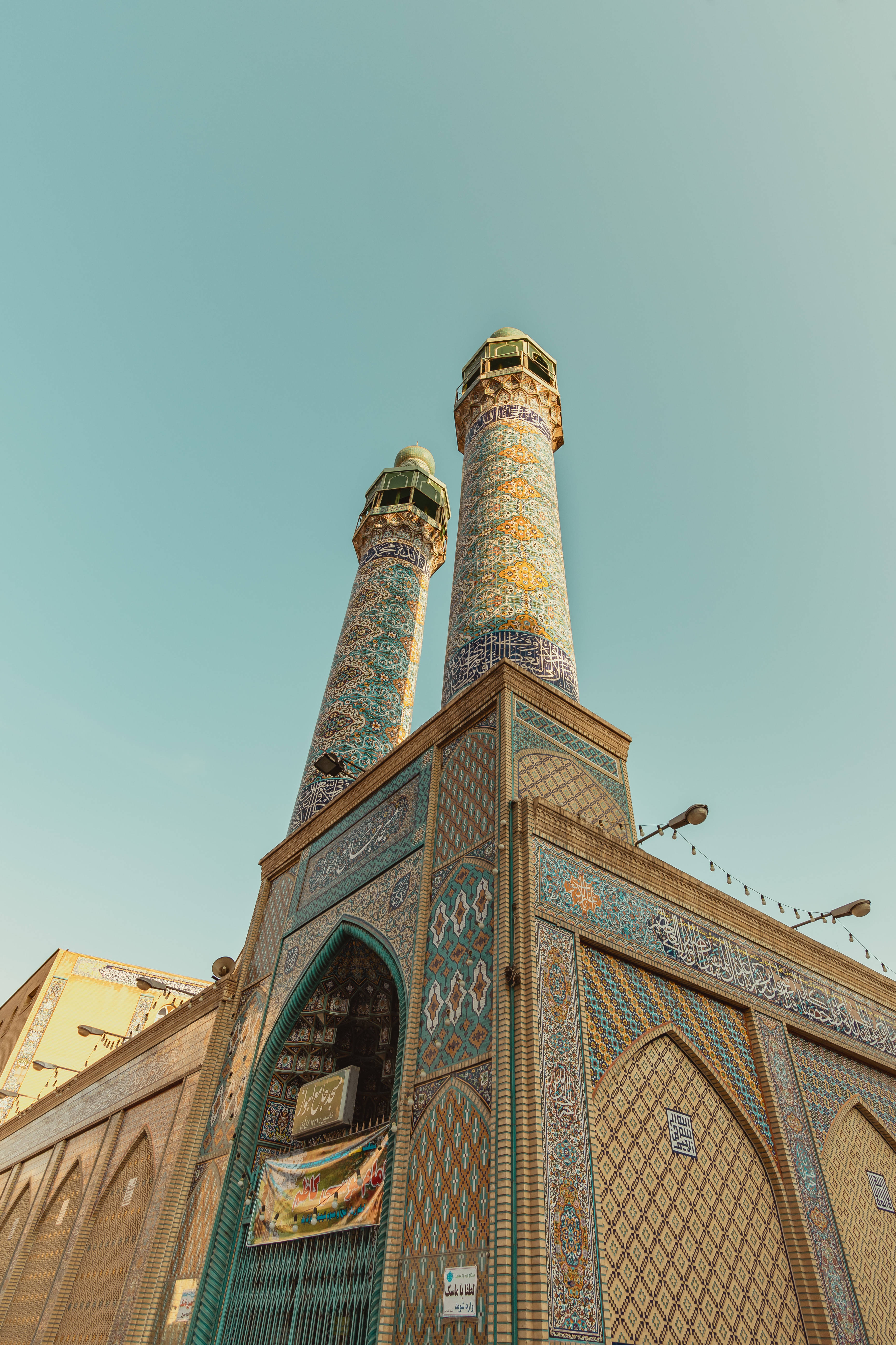Masjid, turquoise, gold, 5K Phone Wallpaper