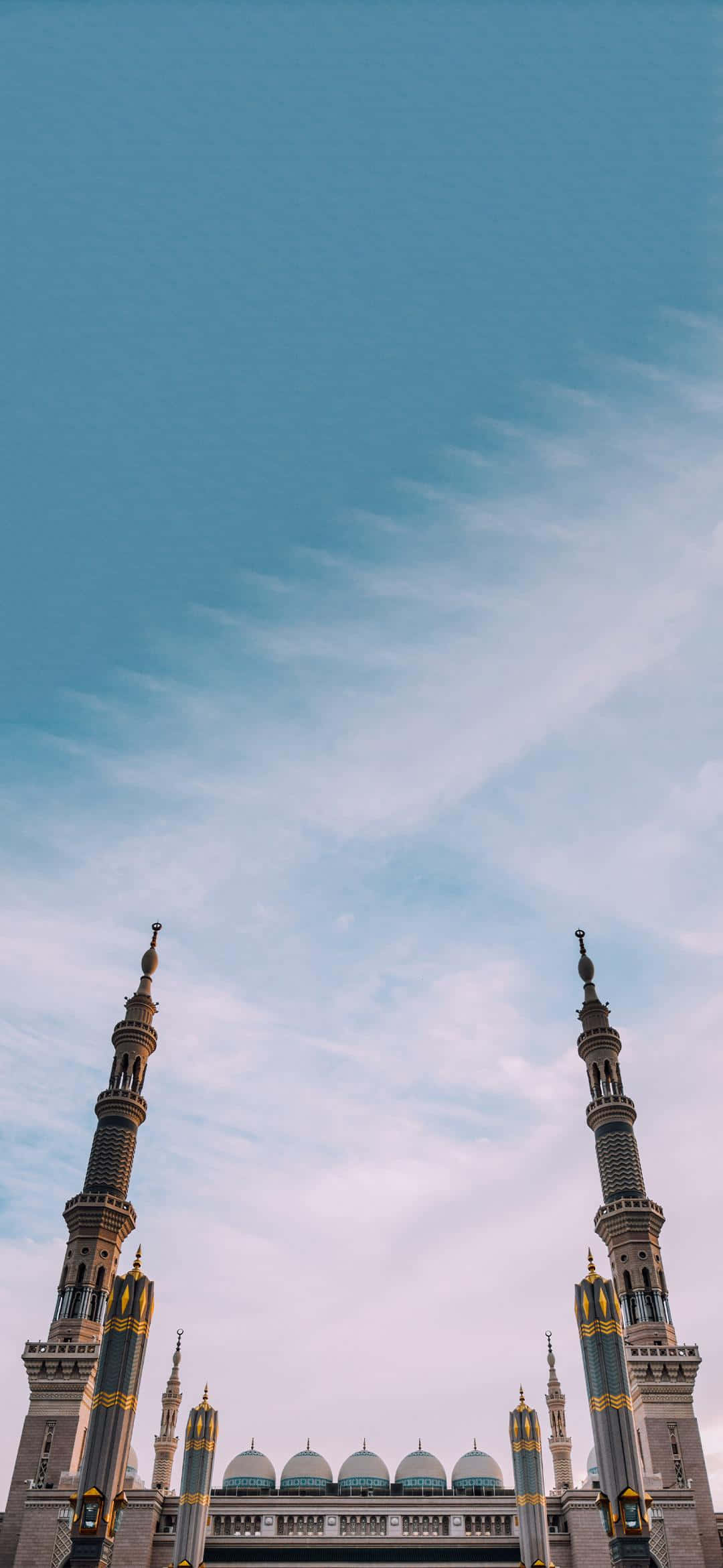 minarets, golden accents, soft blue sky, Full HD Phone Wallpaper