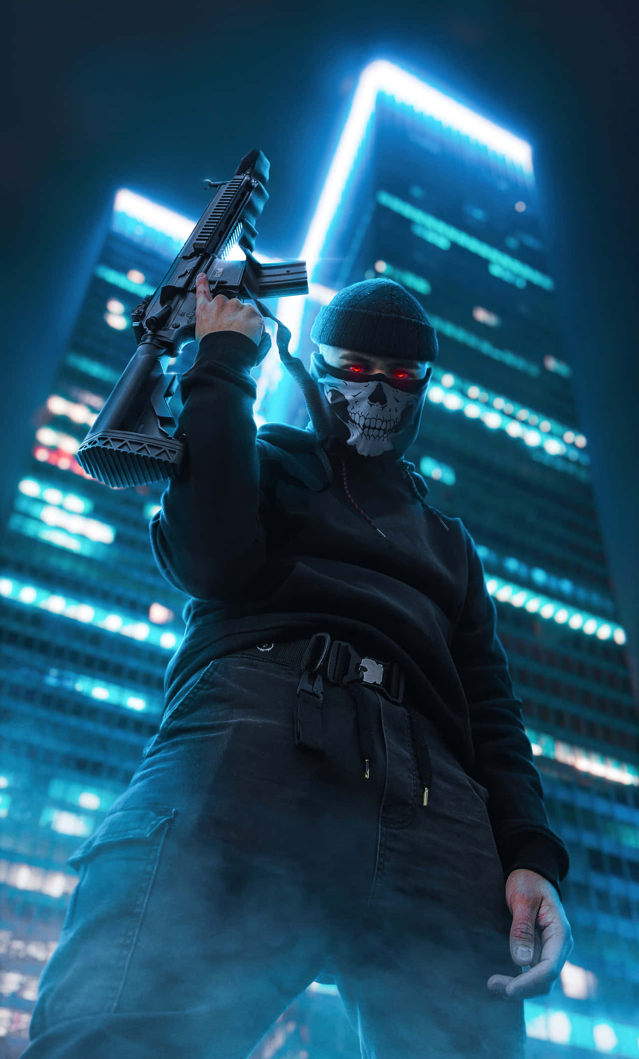 Mask Boy, night, red eyes, Full HD Phone Wallpaper