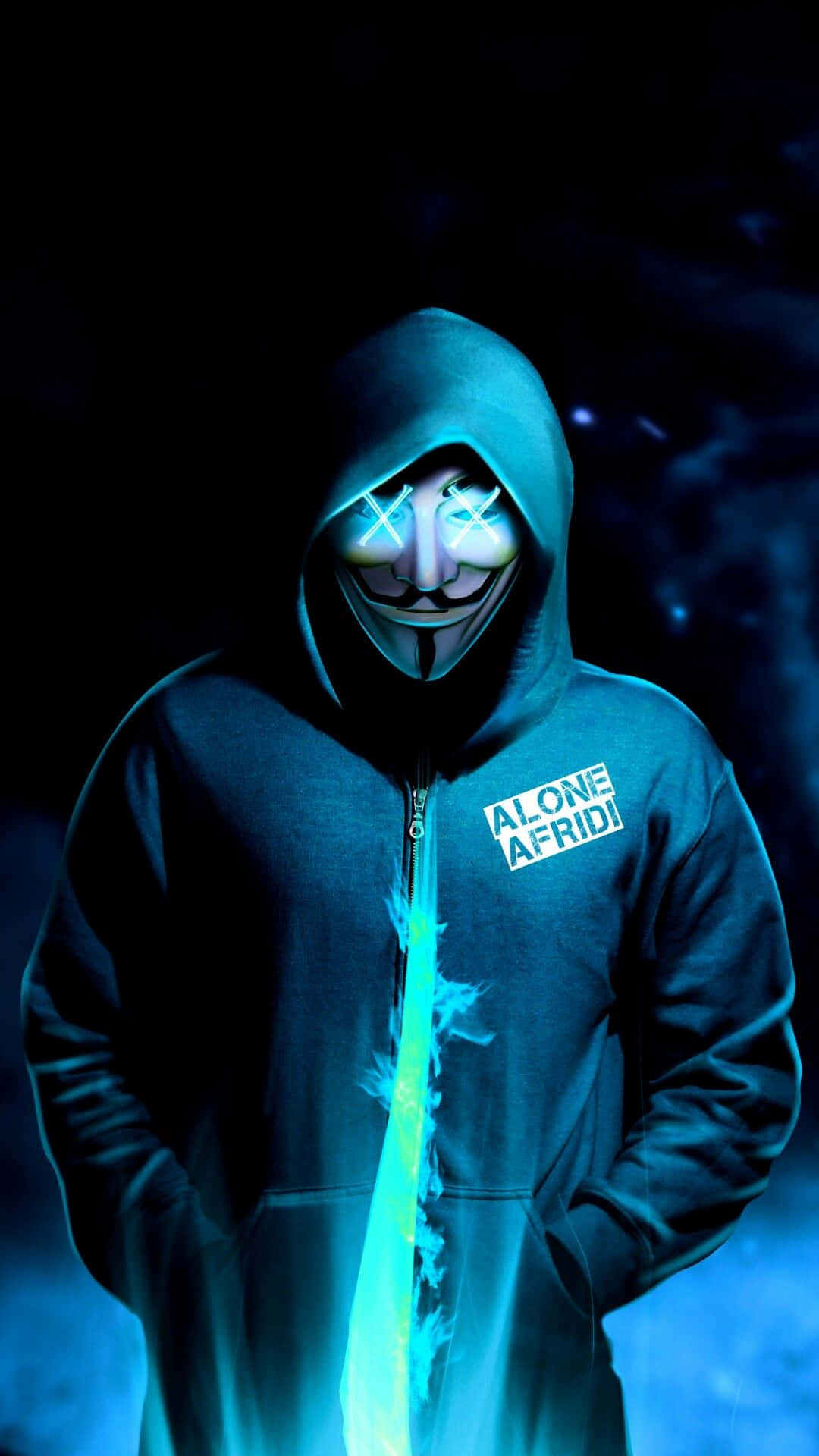 Mask Boy, neon blue, glowing mask, Full HD Phone Wallpaper