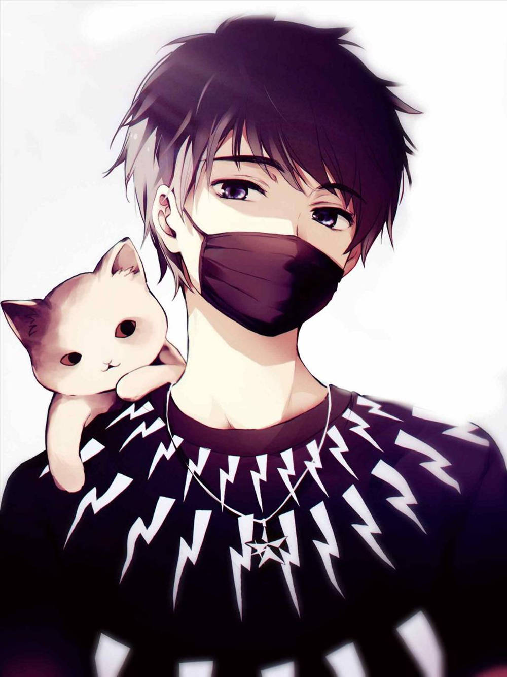 anime boy, dark hair, black mask, HD Phone Wallpaper