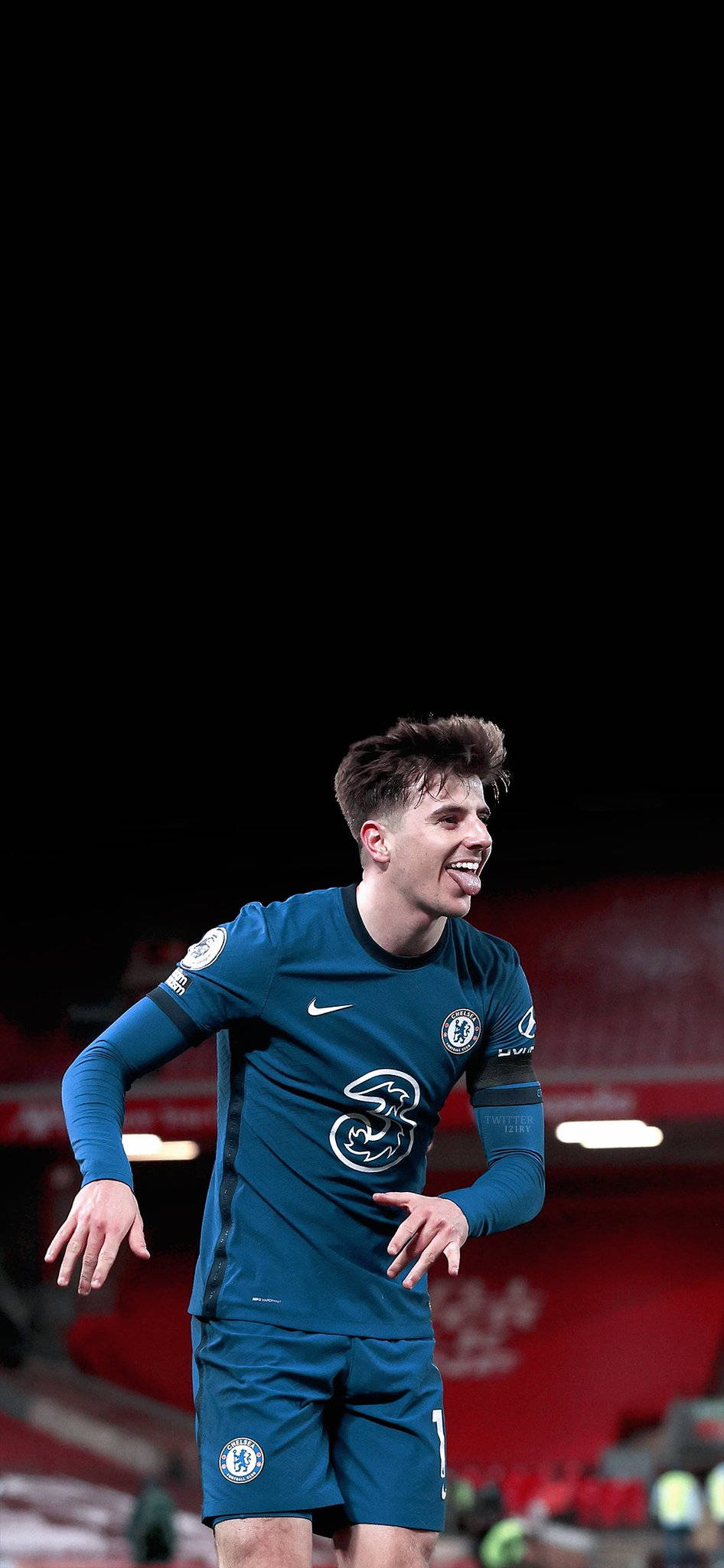 Mason Mount, blue Chelsea kit, stadium lights, Full HD Phone Wallpaper
