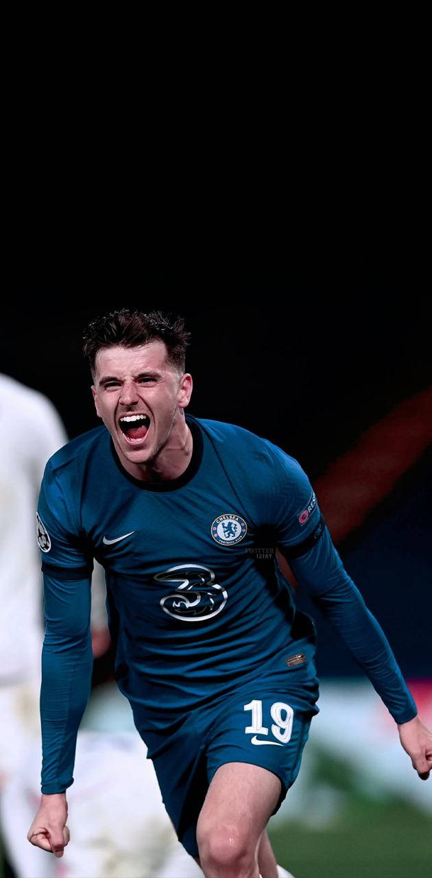 Mason Mount, blue Chelsea jersey, screams in triumph, HD Phone Wallpaper