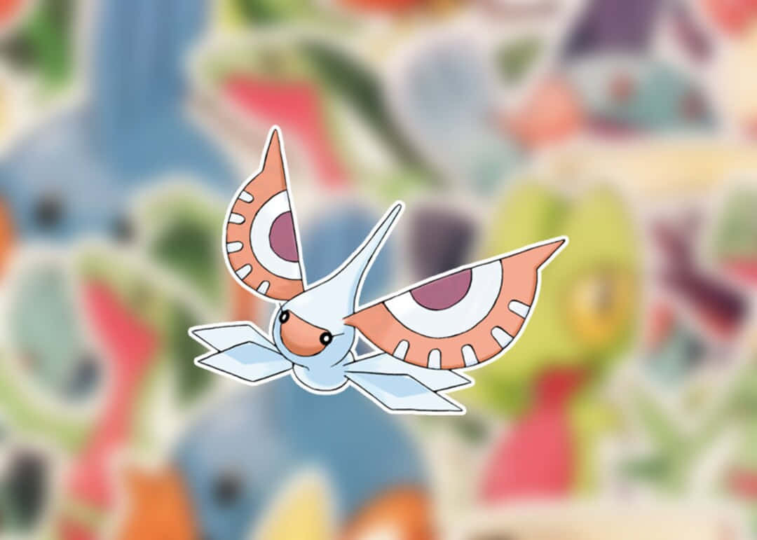 Masquerain, orange wing-like appendages, light blue body, SD Desktop Wallpaper