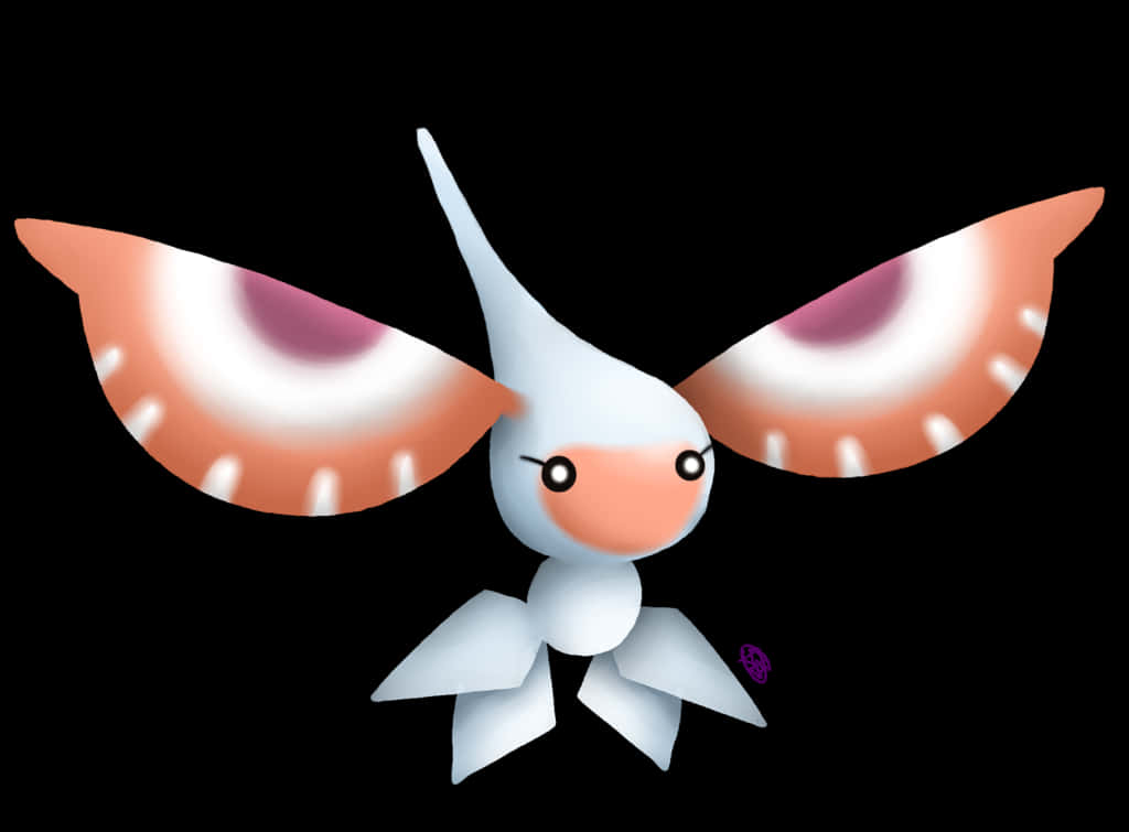 Masquerain, white creature, large pink and white wings, SD Desktop Wallpaper