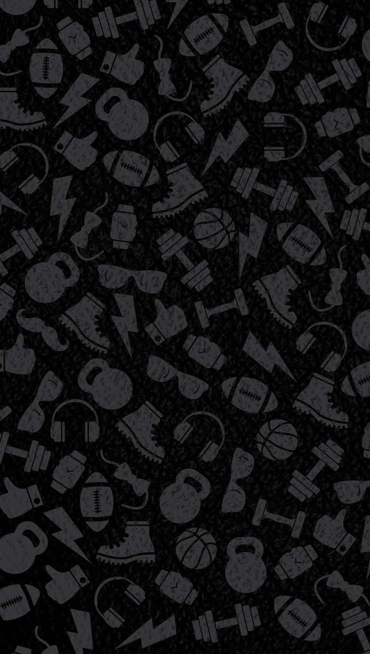 Masculine Themed Pattern, gray sport icons, dumbbells, HD Phone Wallpaper