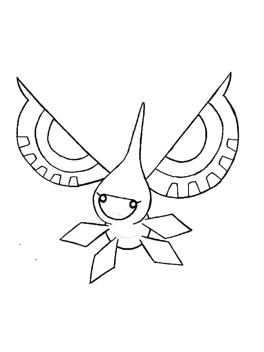 Masquerain, black and white line drawing, stylized bird-like creature, SD Phone Wallpaper