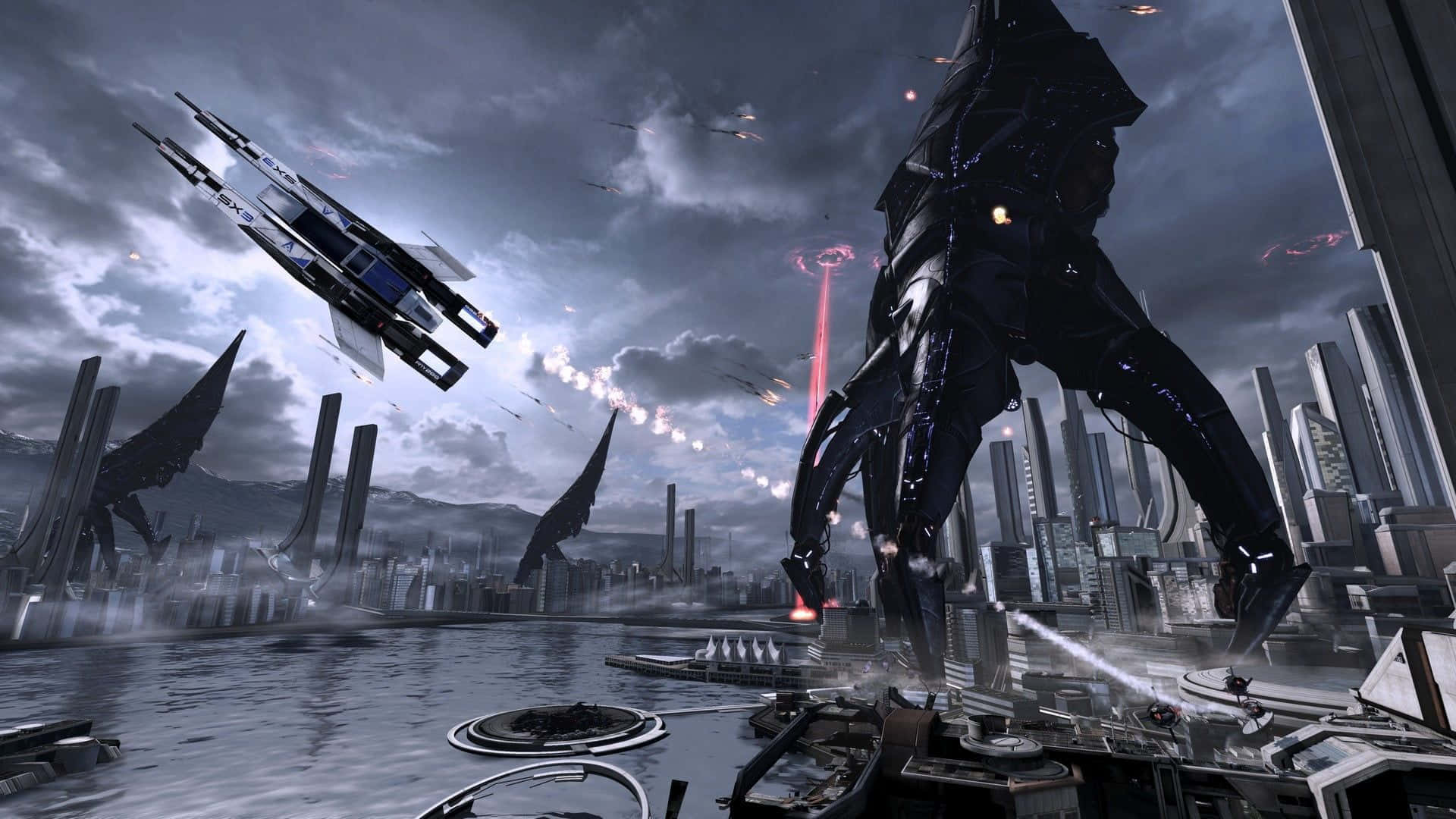 Mass Effect 3, Reaper, black biomechanical creature, Full HD Desktop Wallpaper