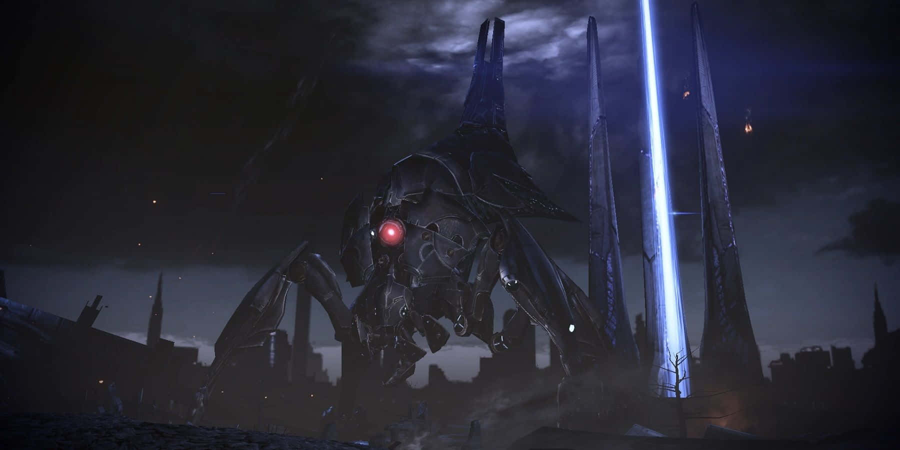 Mass Effect 3 Reaper, biomechanical spider, glowing red eyes, HD Desktop Wallpaper
