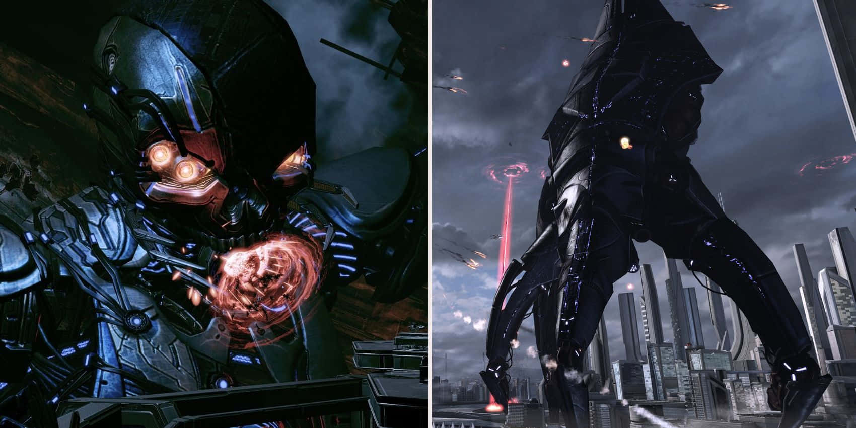 Mass Effect 3, Reaper, glowing red eyes, HD Desktop Wallpaper