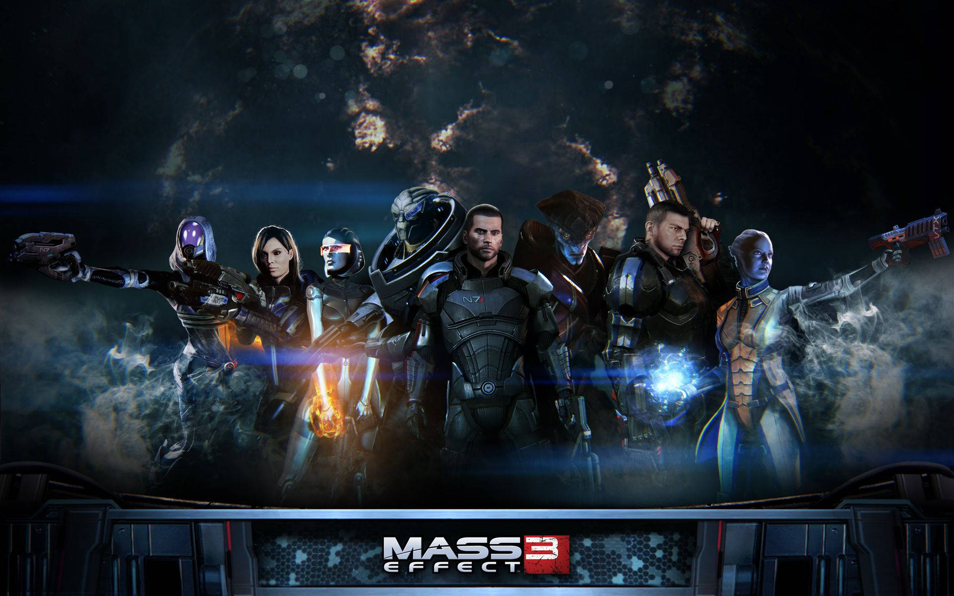 Mass Effect 3, main squad, space, Full HD Desktop Wallpaper