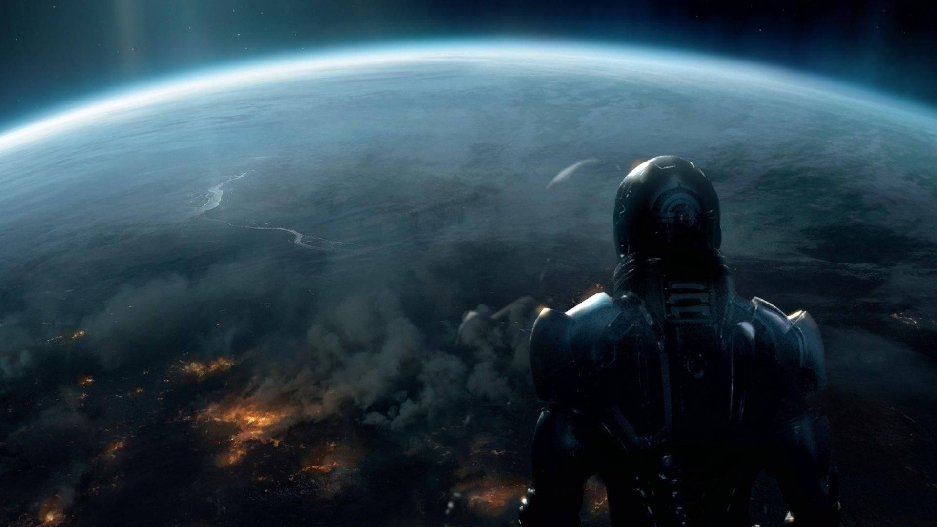 Mass Effect 3, astronaut, dark suit, Full HD Desktop Wallpaper