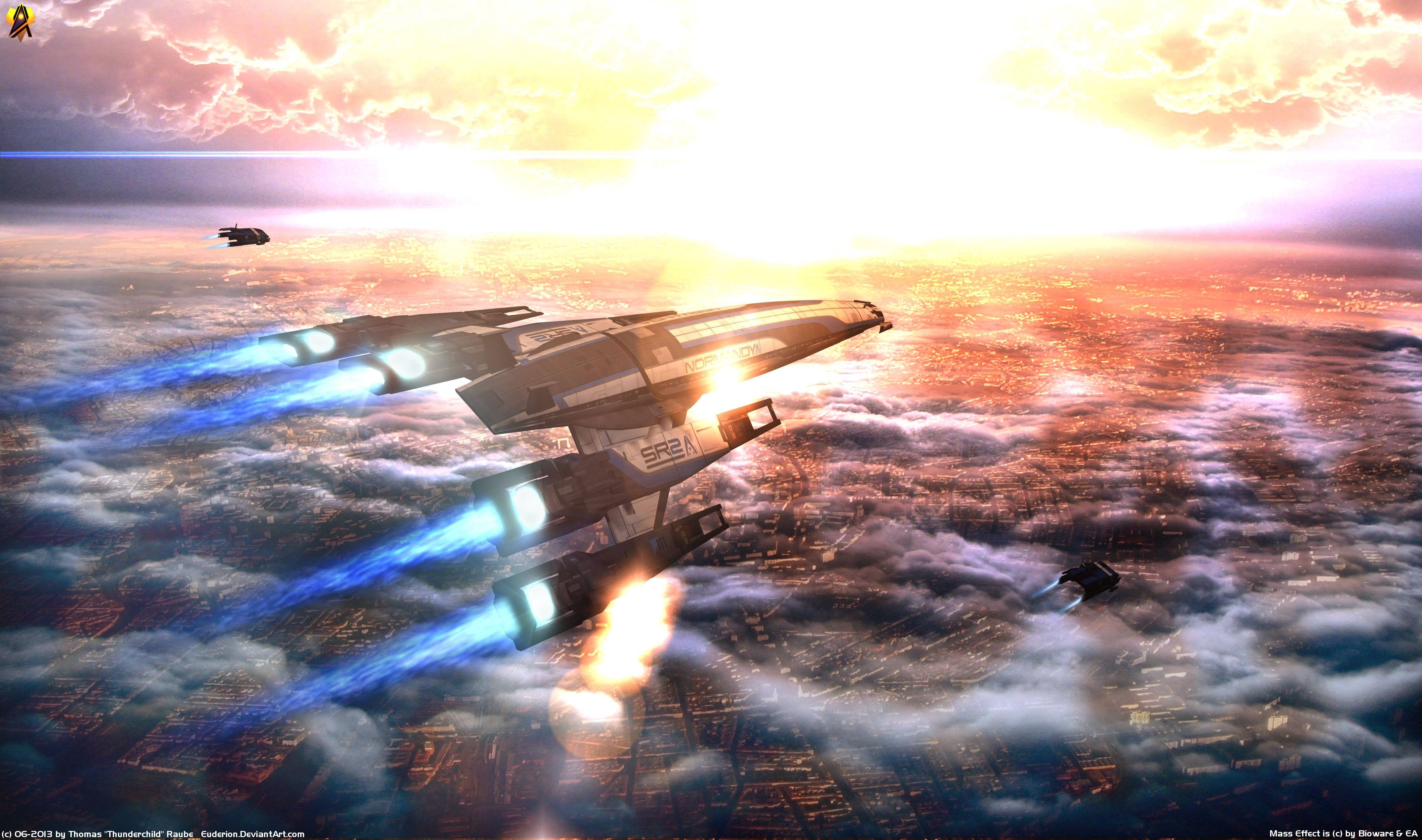 Mass Effect 4K, spacecraft, blue engines, 4K Desktop Wallpaper