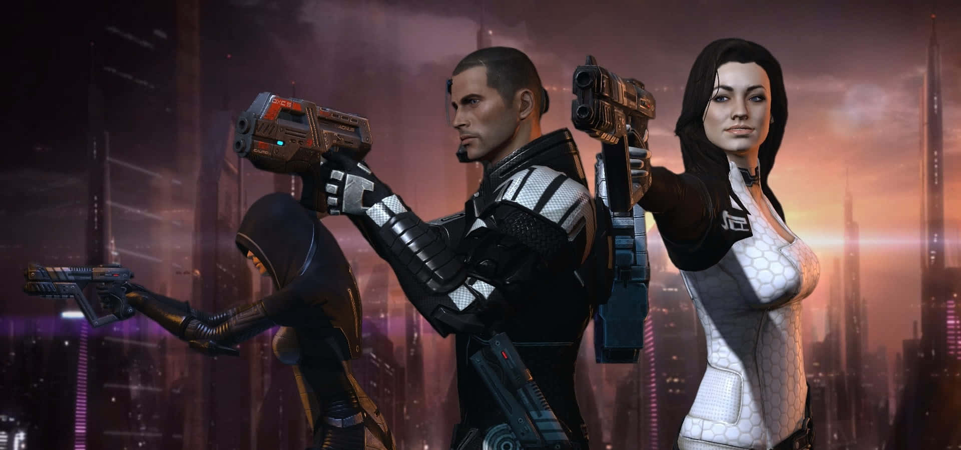 Mass Effect Characters, futuristic warriors, armored gear, Full HD Desktop Wallpaper