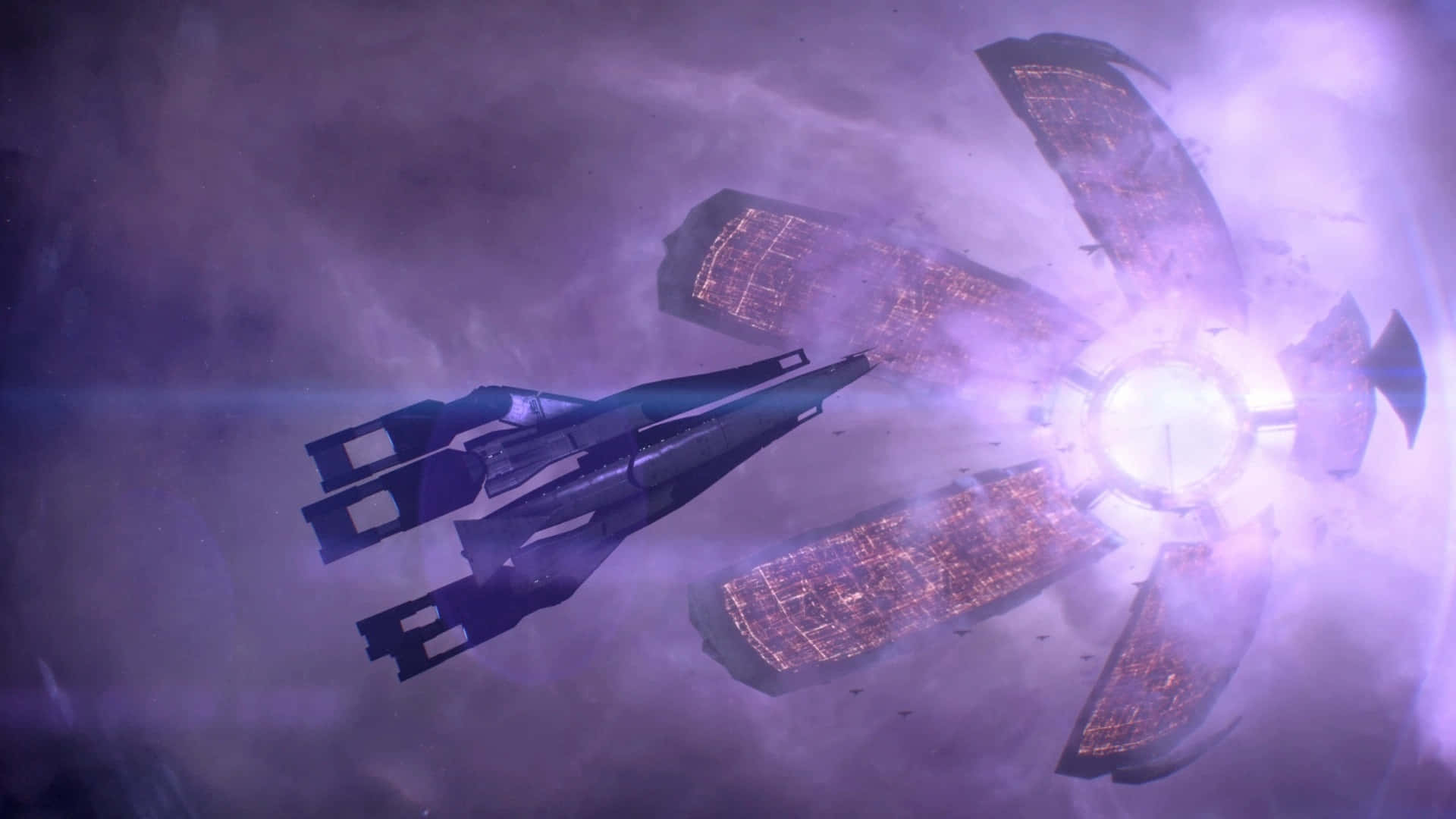 Mass Effect Citadel, purple energy portal, cosmic void, Full HD Desktop Wallpaper