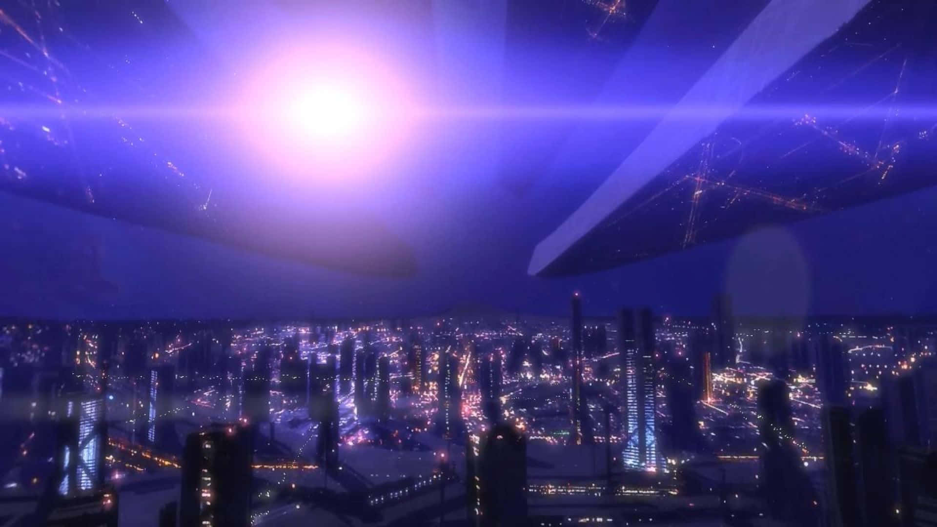 Mass Effect Citadel, futuristic cityscape, night, Full HD Desktop Wallpaper